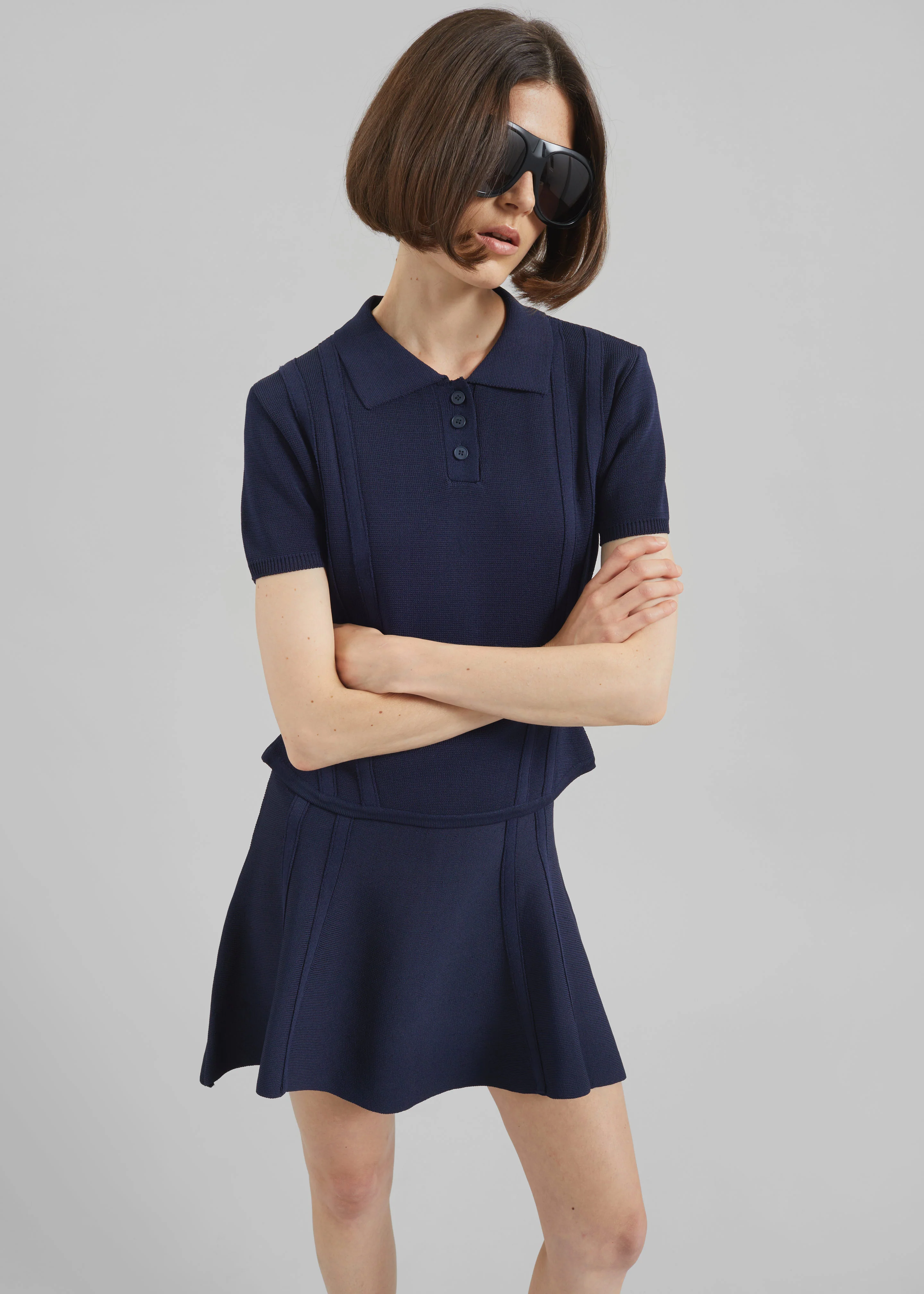 Kiama Sculpted Mini Skirt - Navy - Image 7