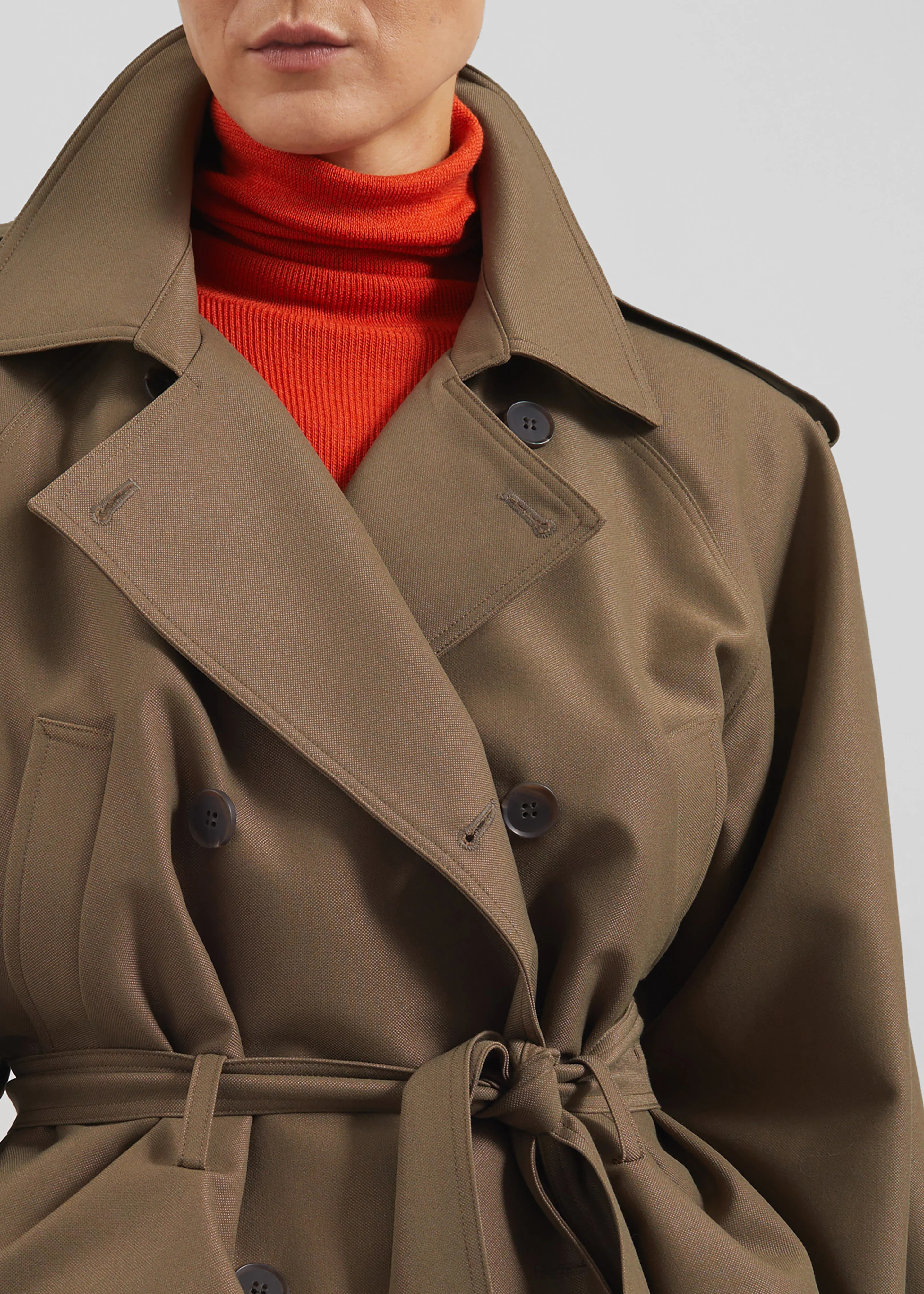 Kinsley Cropped Trench Jacket - Brown - Image 5