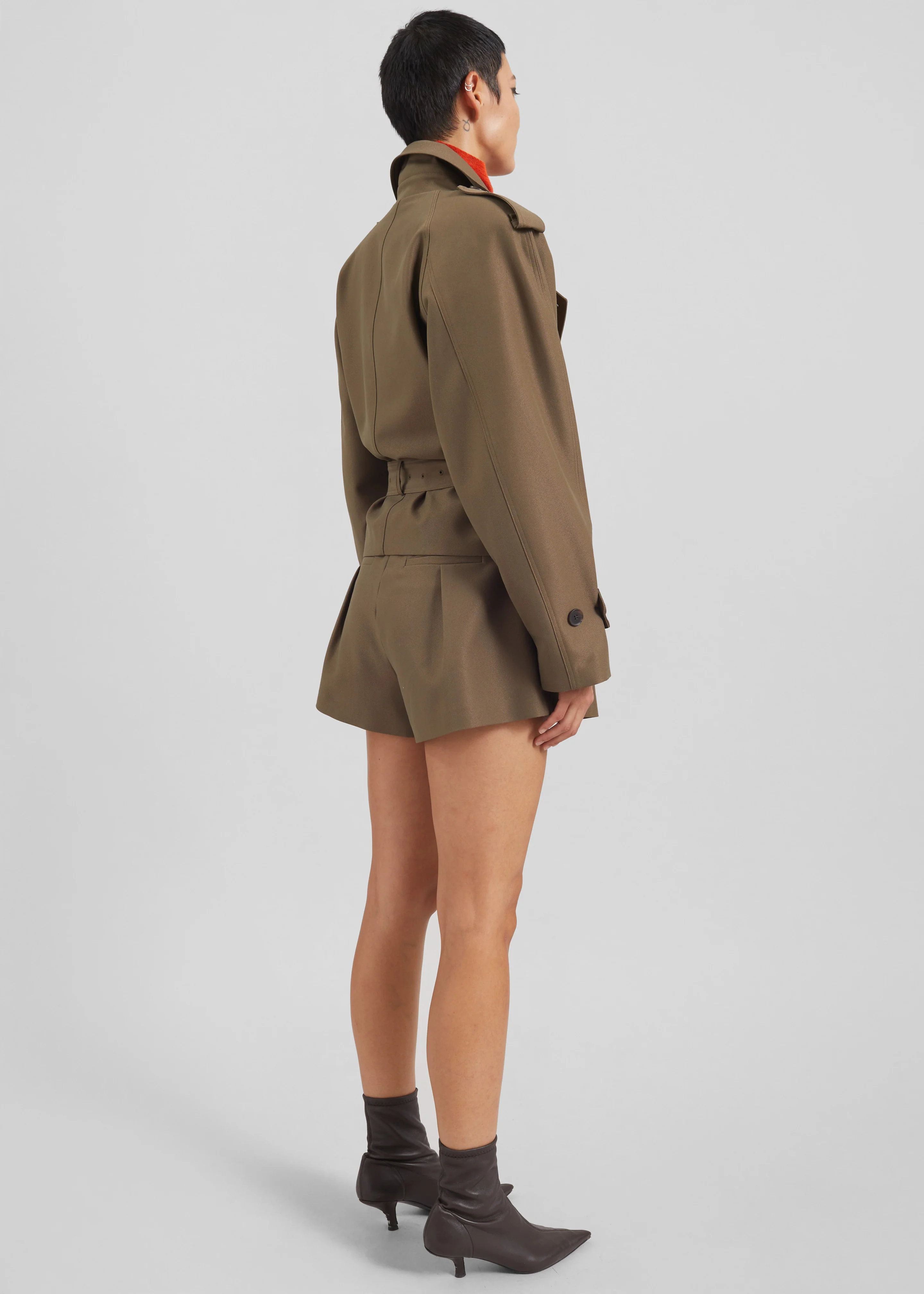 Kinsley Cropped Trench Jacket - Brown - Image 9
