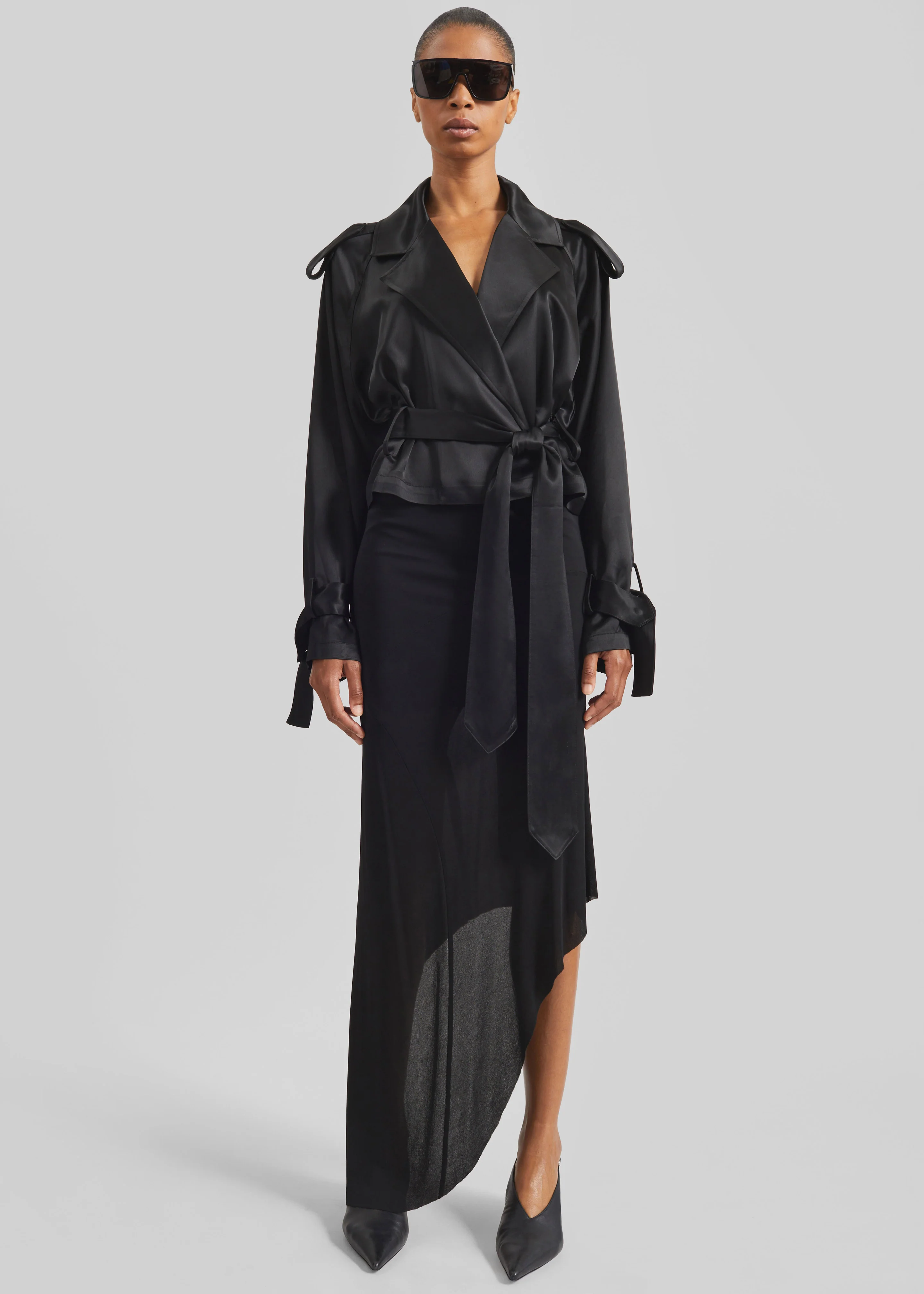 Kitty Sheer Asymmetric Skirt - Black - Image 2