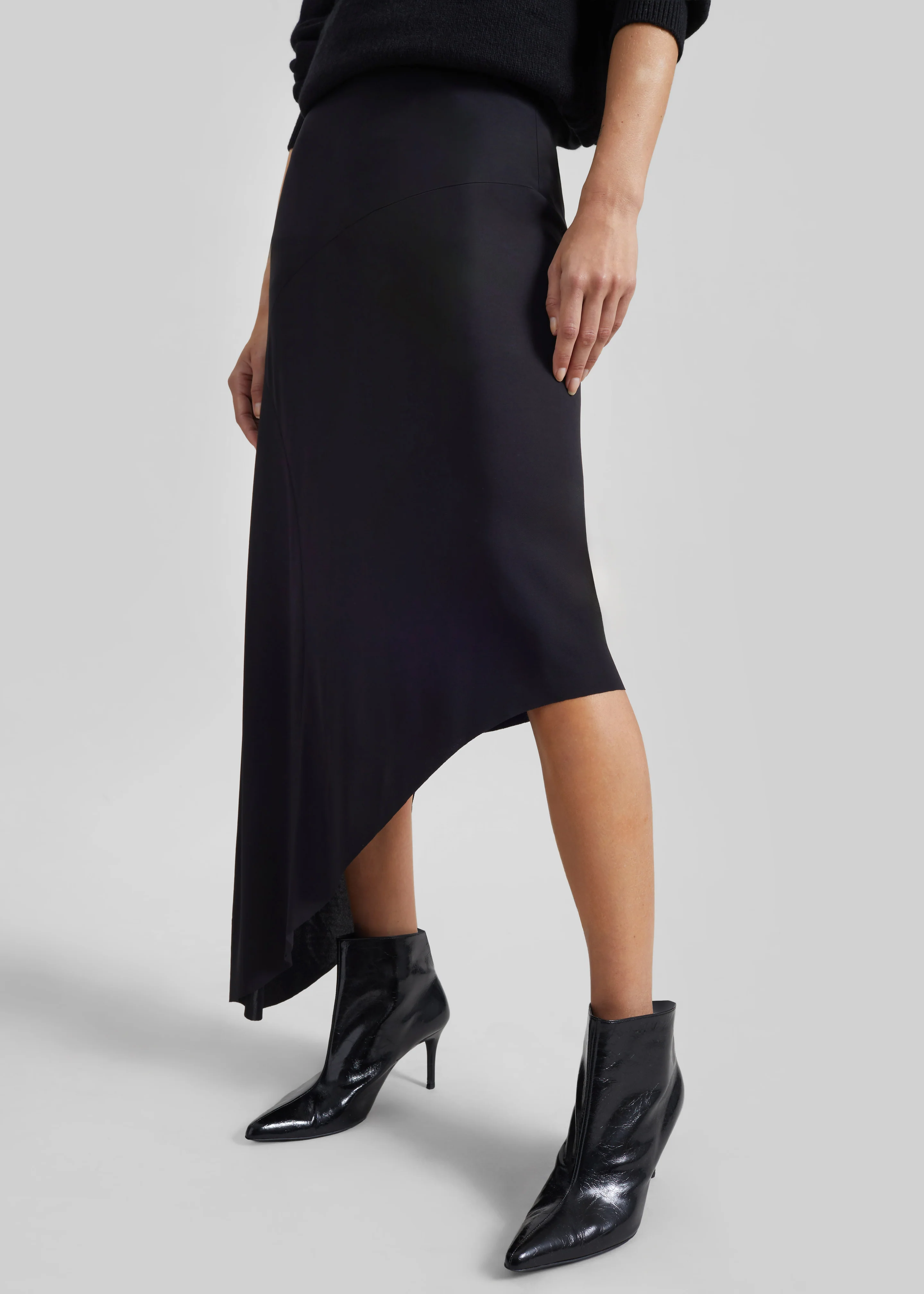 Kitty Sheer Asymmetric Skirt - Black - Image 3