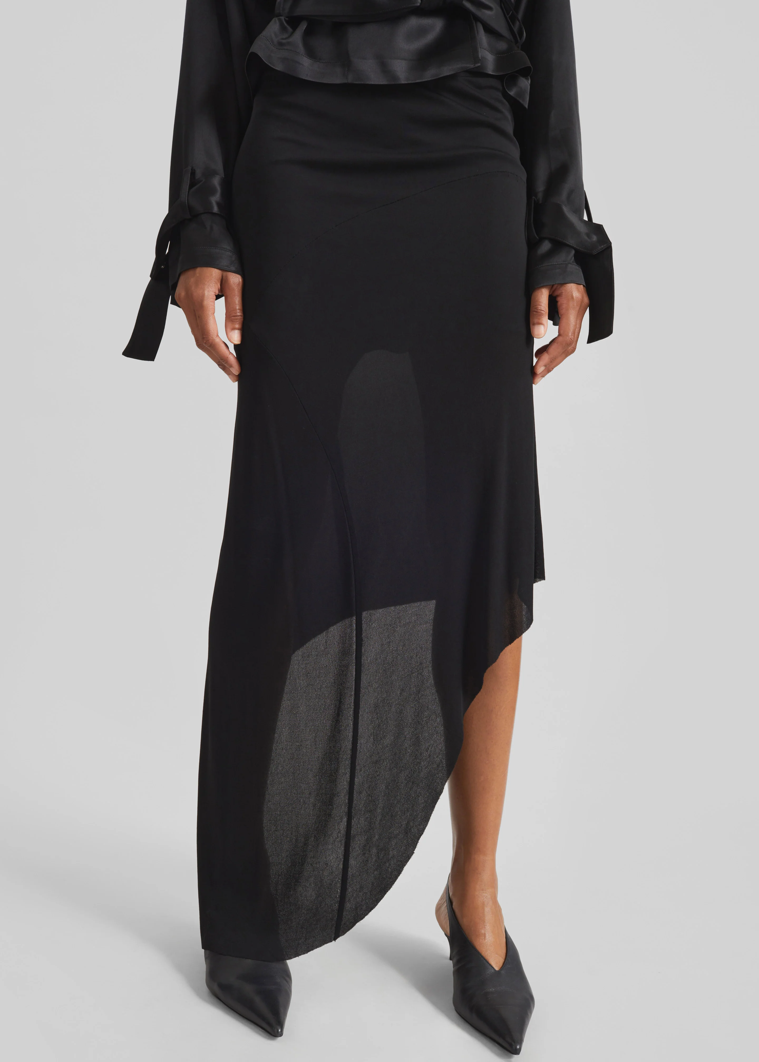 Kitty Sheer Asymmetric Skirt - Black - Image 5