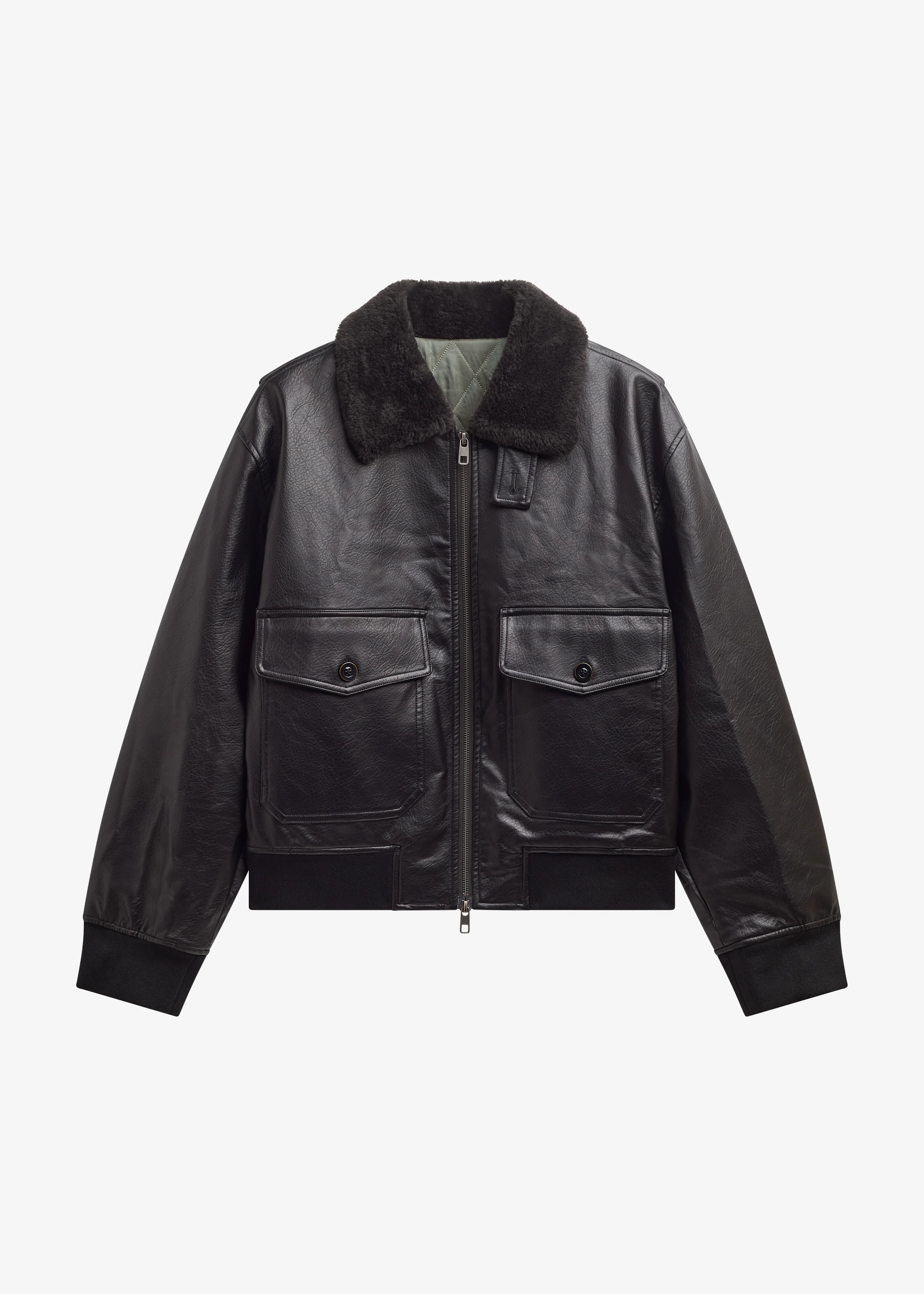 Kollam Faux Leather Boxy Jacket - Black - Image 7