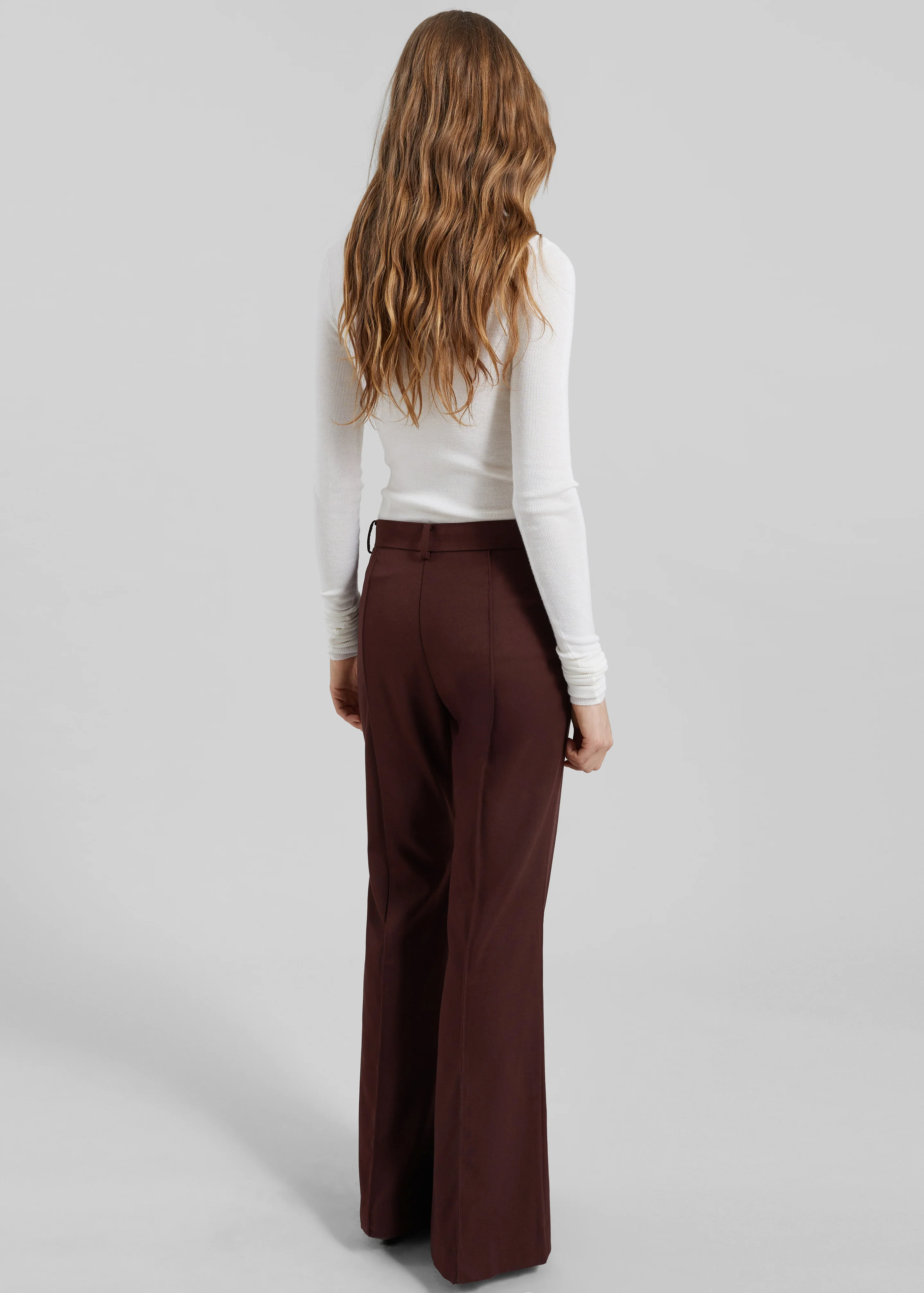 Kvale Pintuck Flared Trousers - Burgundy - Image 6
