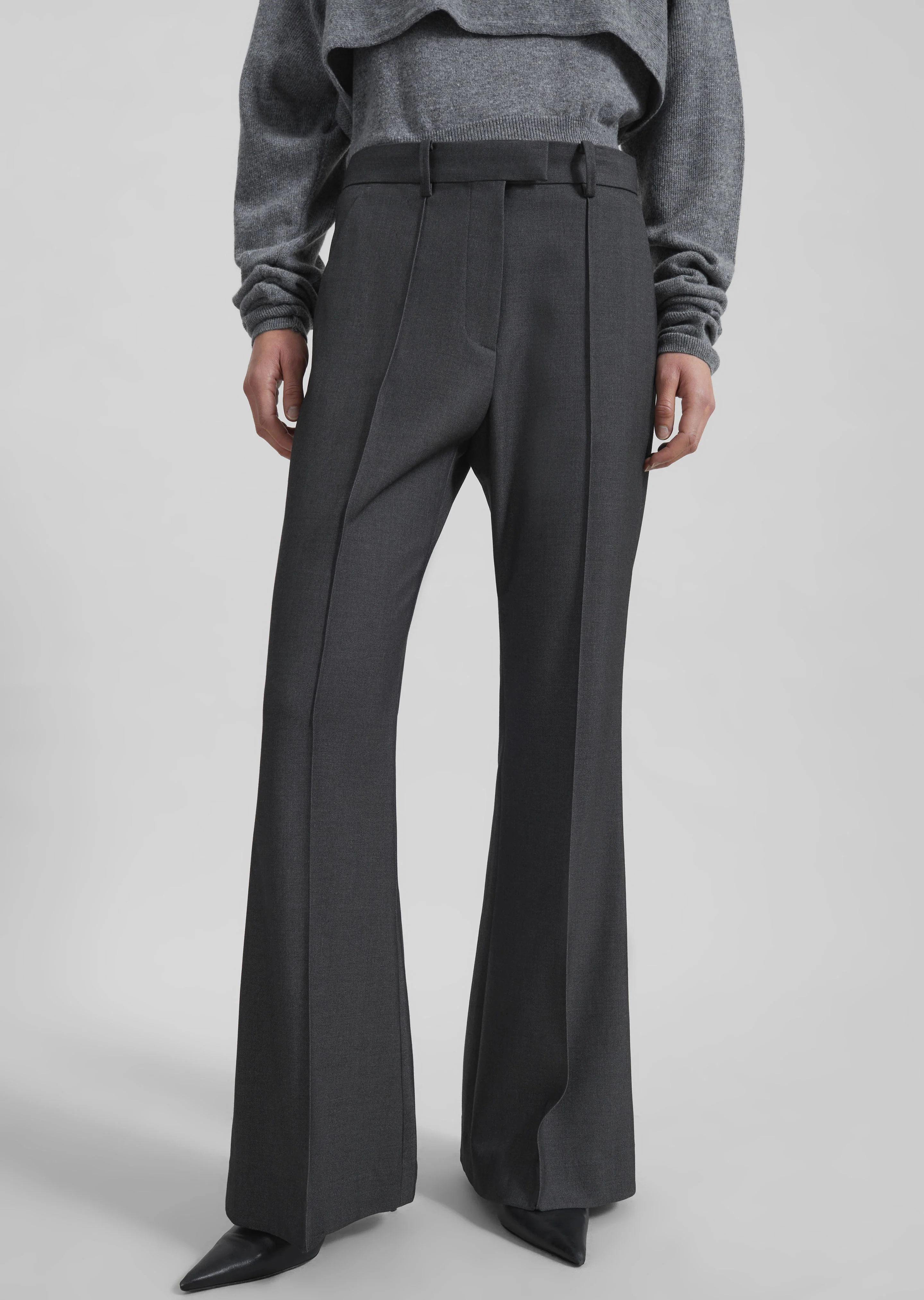 Kvale Pintuck Flared Trousers - Dark Grey - Image 4