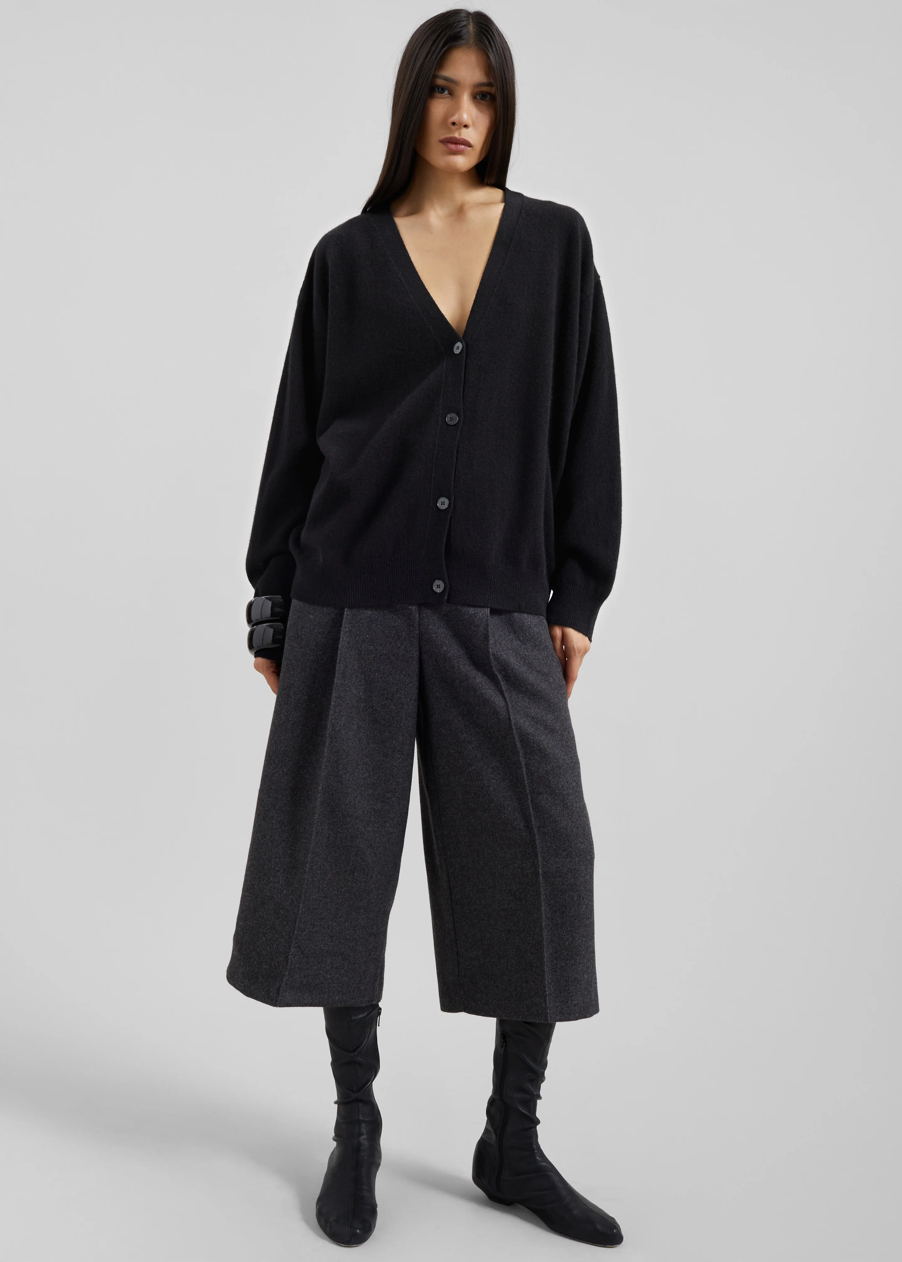 Lachen Double-Sided Wool Cardigan - Black - Image 6