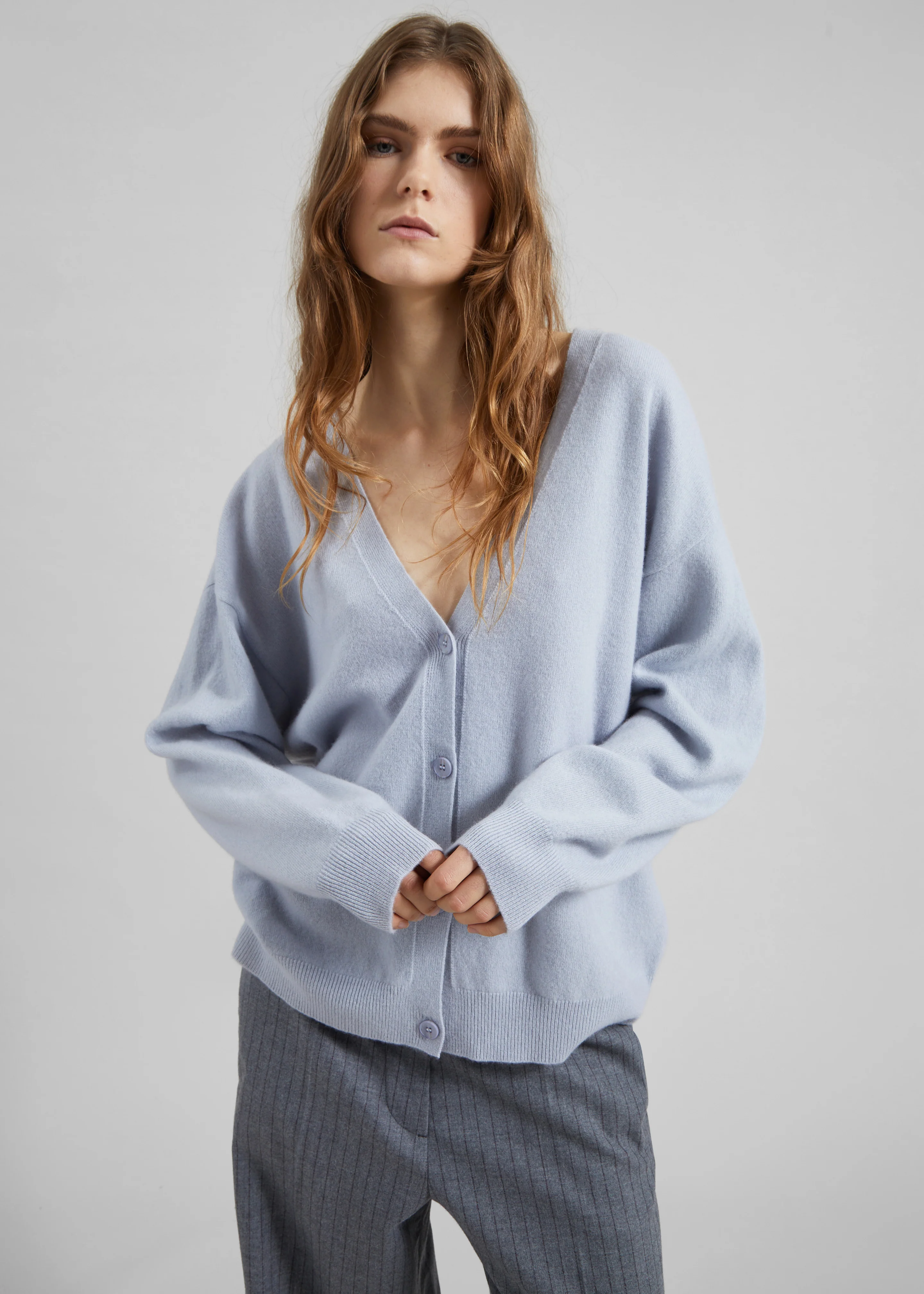 Lachen Double-Sided Wool Cardigan - Powder Blue - Image 3