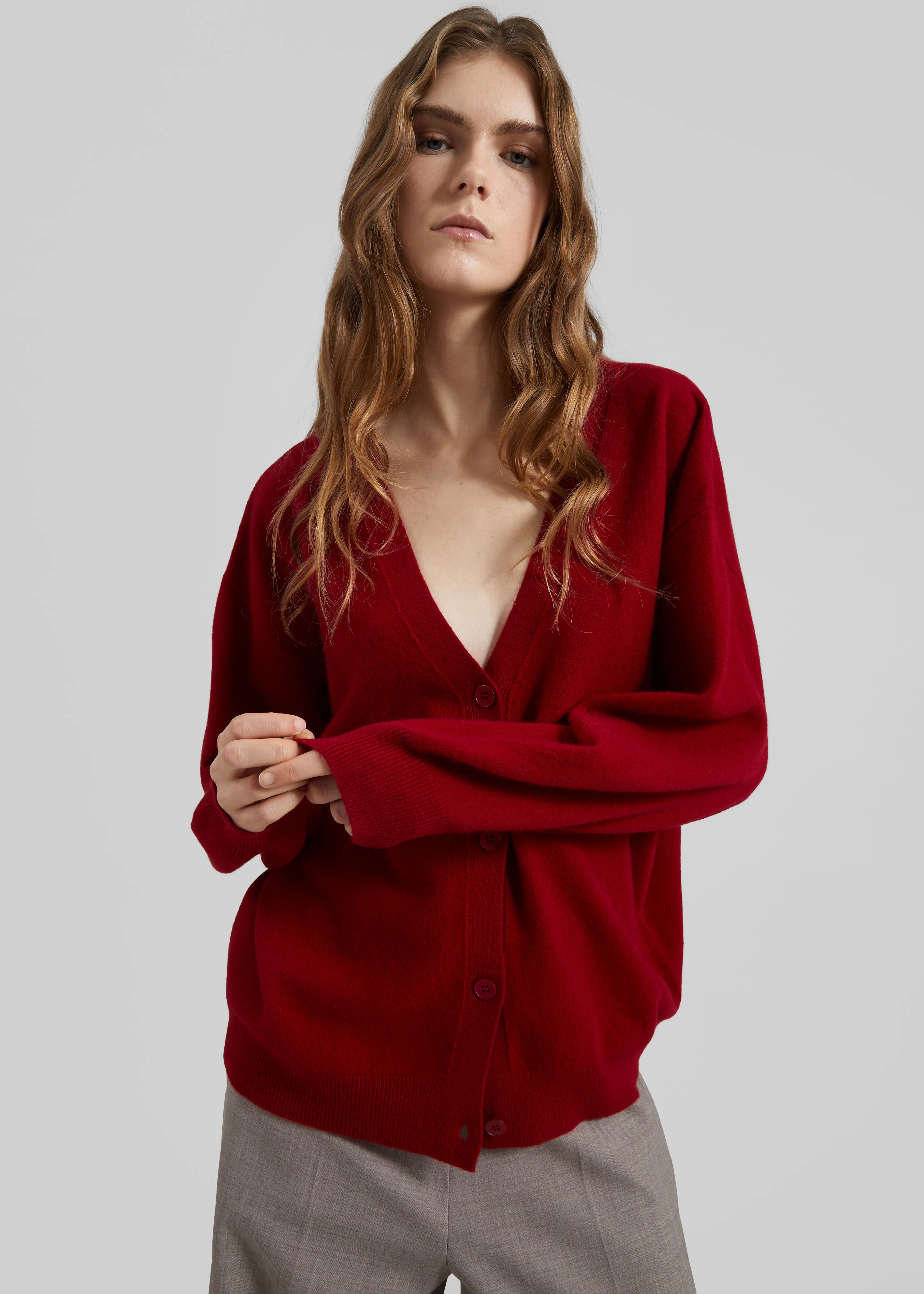 Lachen Double-Sided Wool Cardigan - Red - Image 3