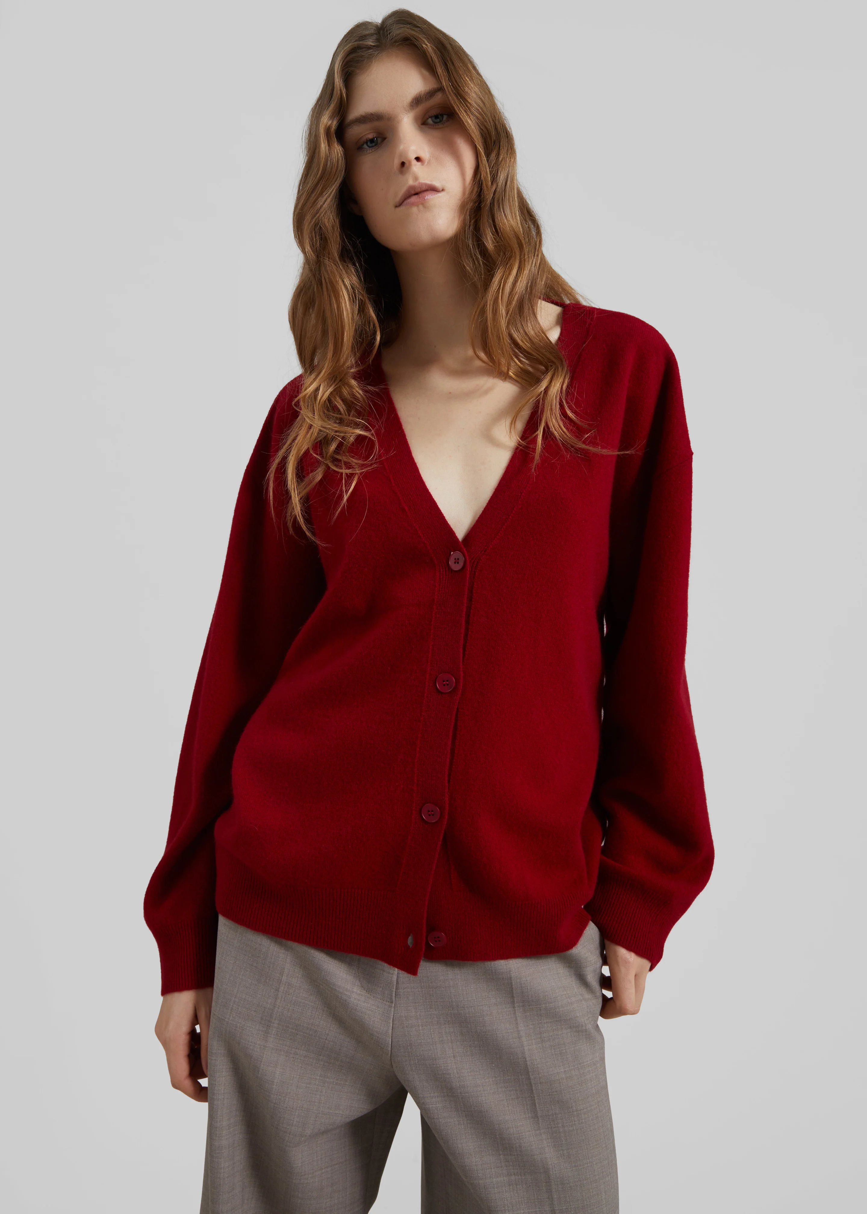 Lachen Double-Sided Wool Cardigan - Red - Image 5