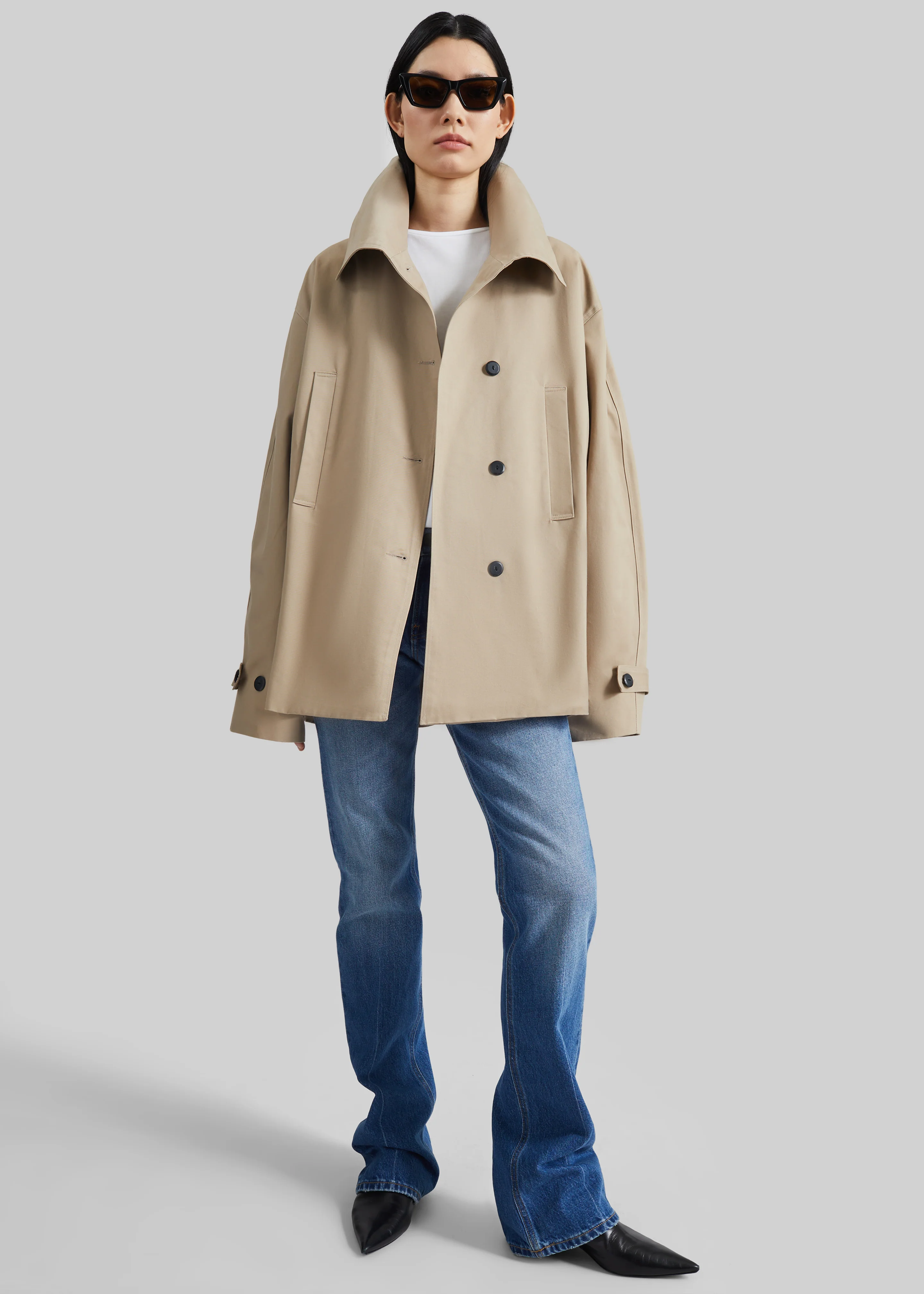 Lahti Belted Short Coat - Beige - Image 2