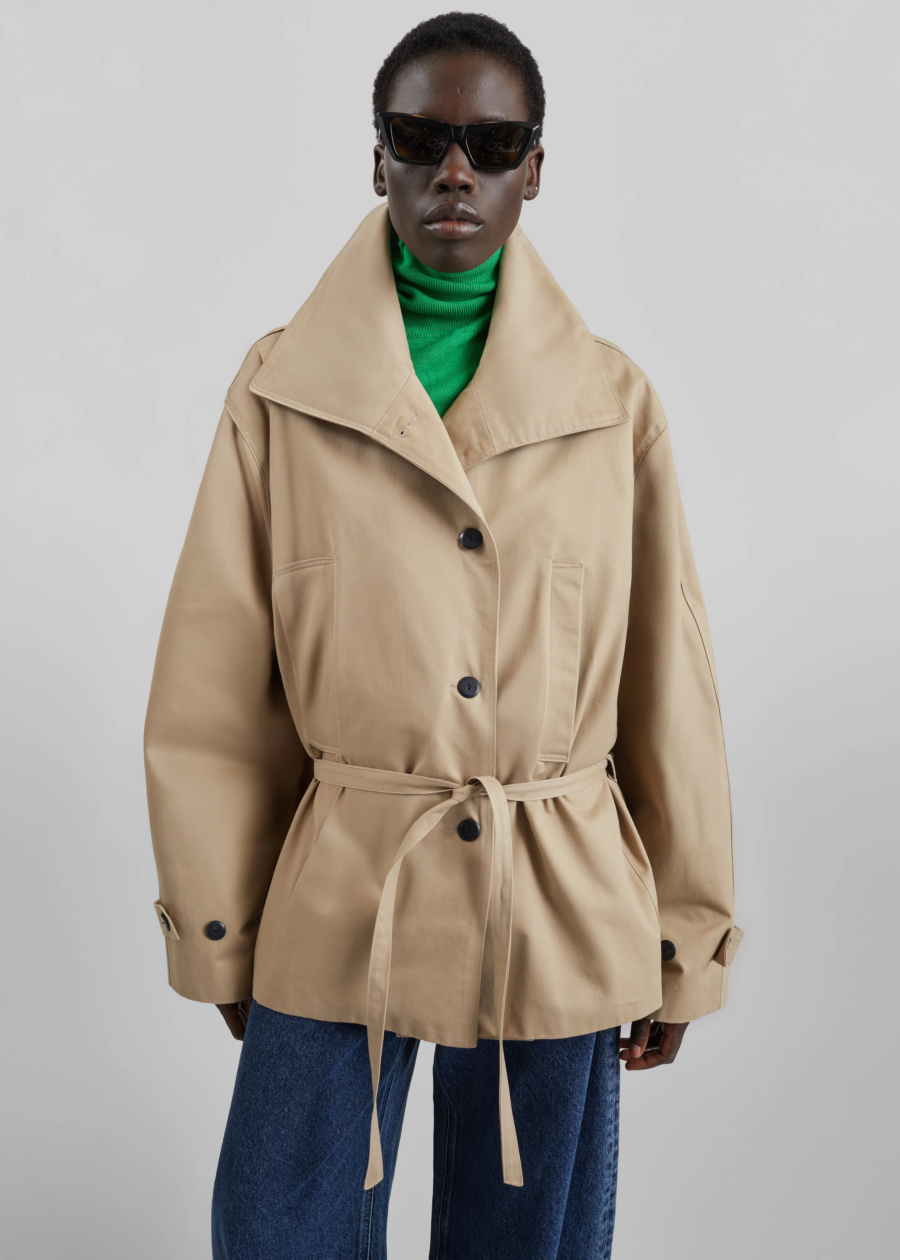 Lahti Belted Short Coat - Beige - Image 5