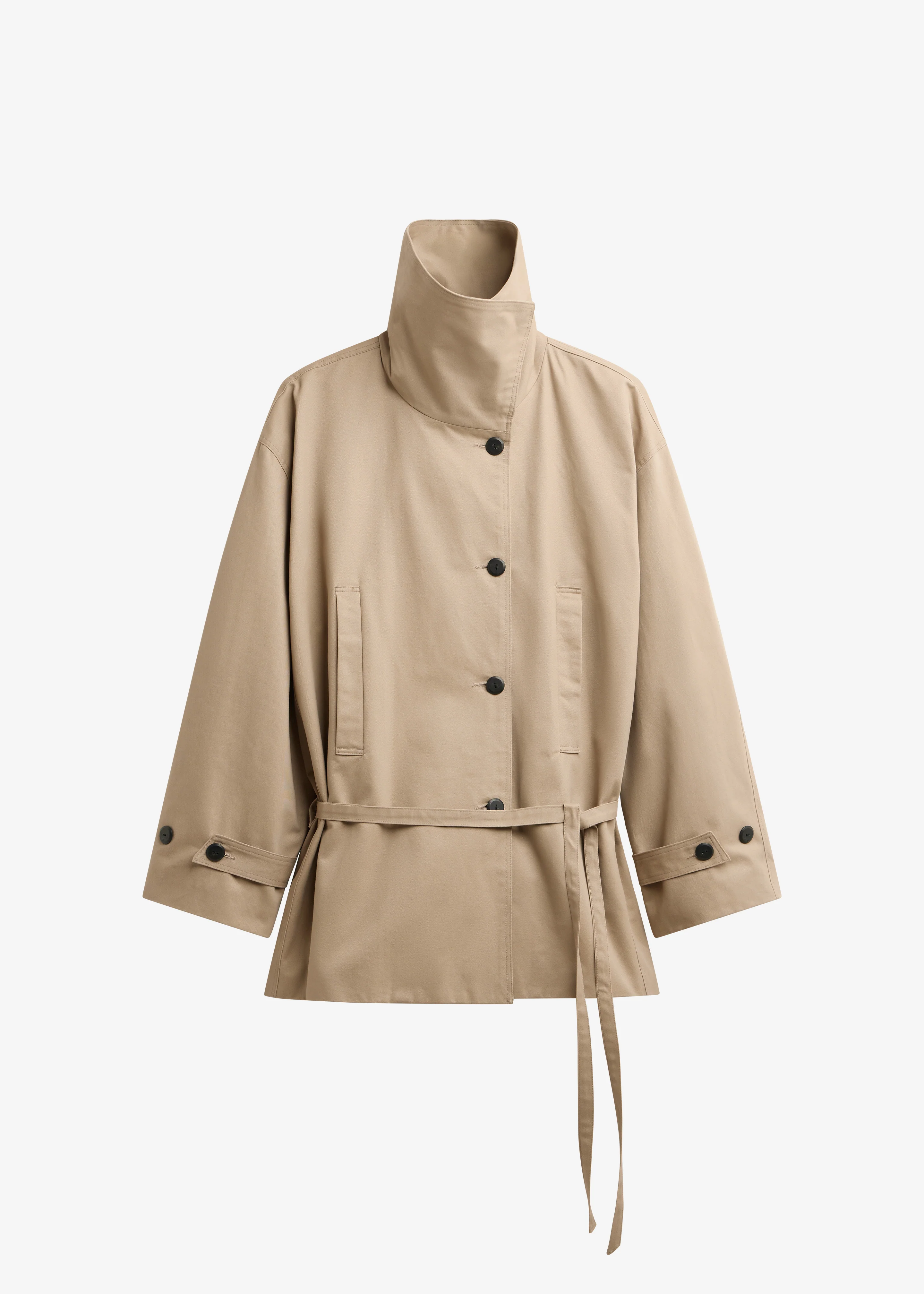 Lahti Belted Short Coat - Beige - Image 9