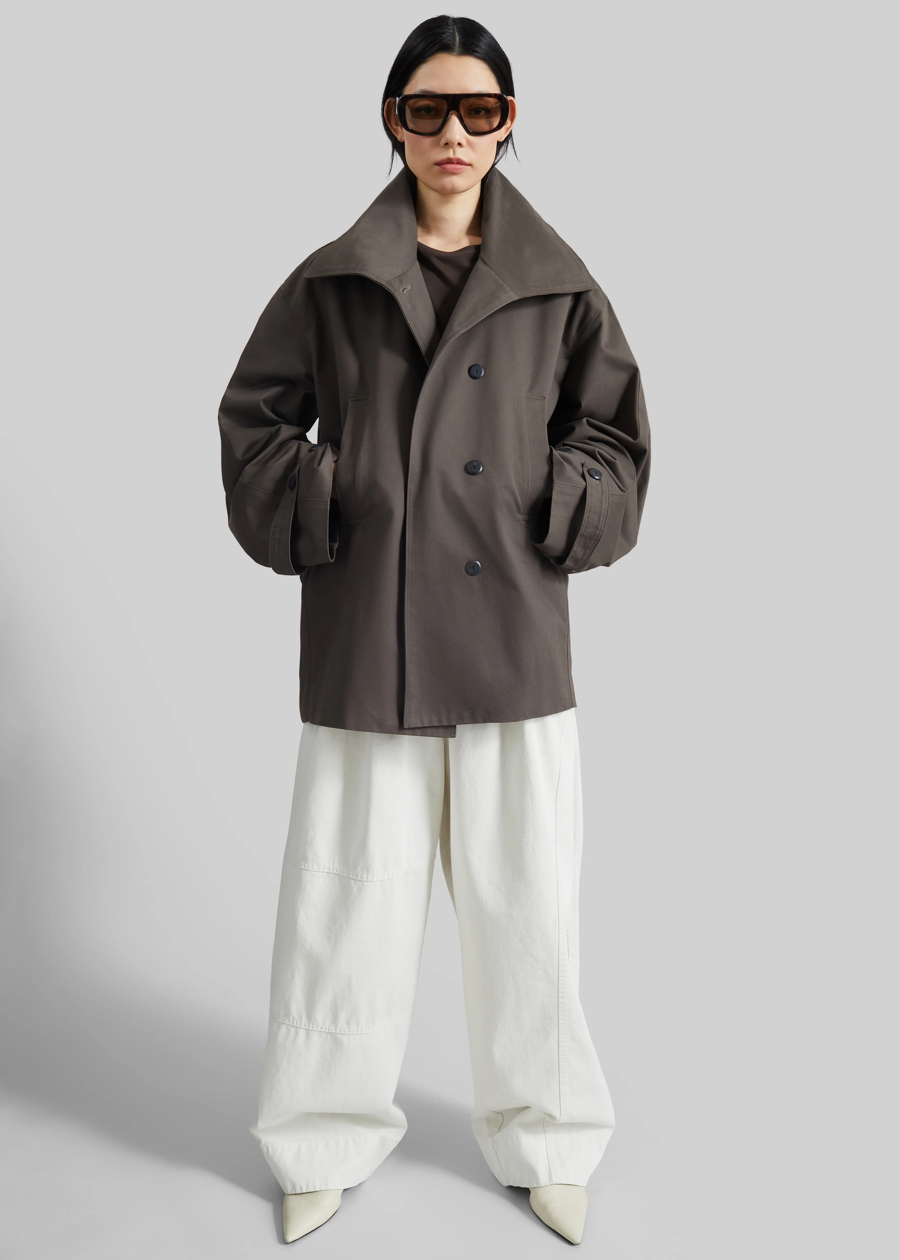 Lahti Belted Short Coat - Brown - Image 4