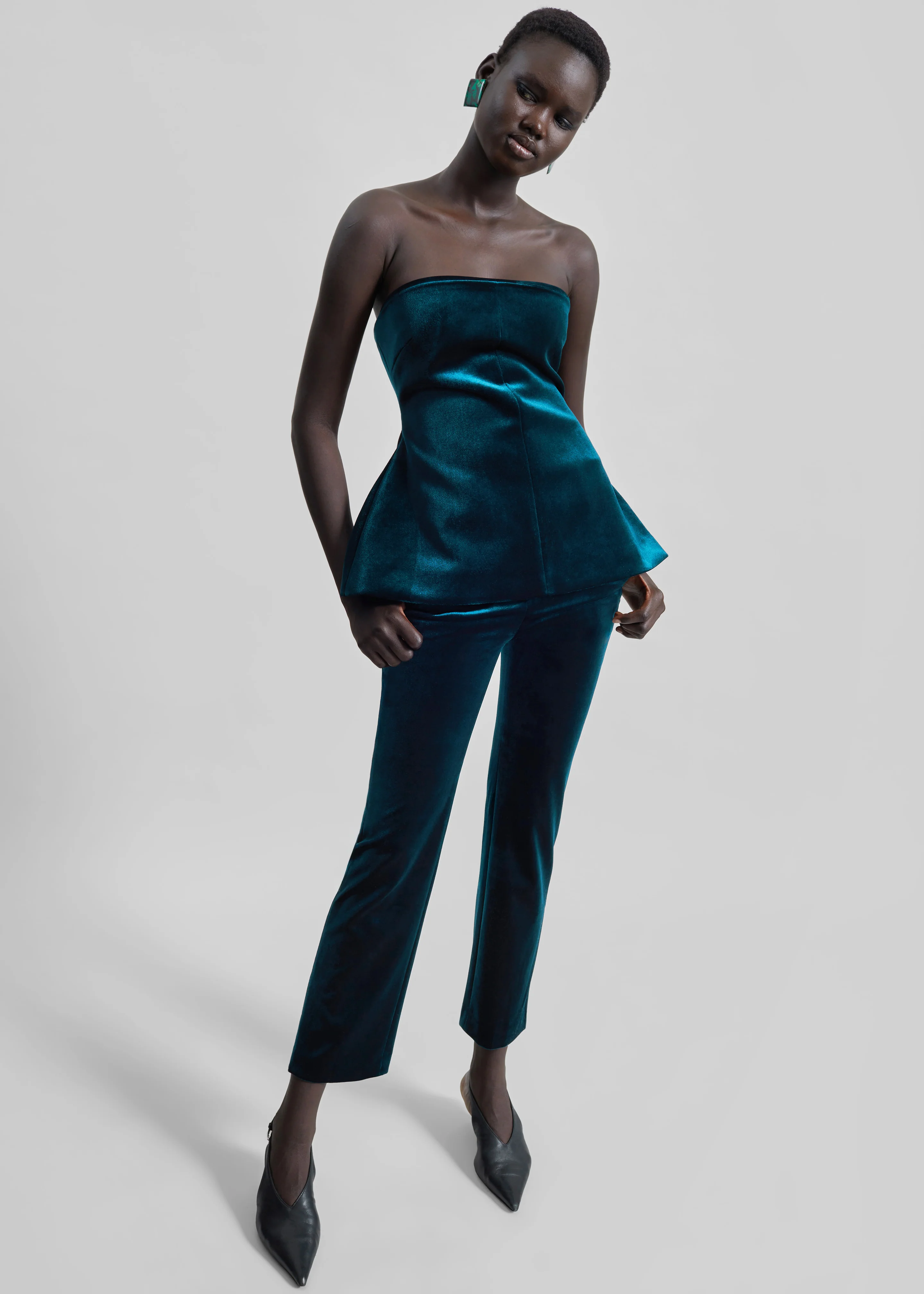 Laila Velvet Hourglass Bustier - Deep Green - Image 4