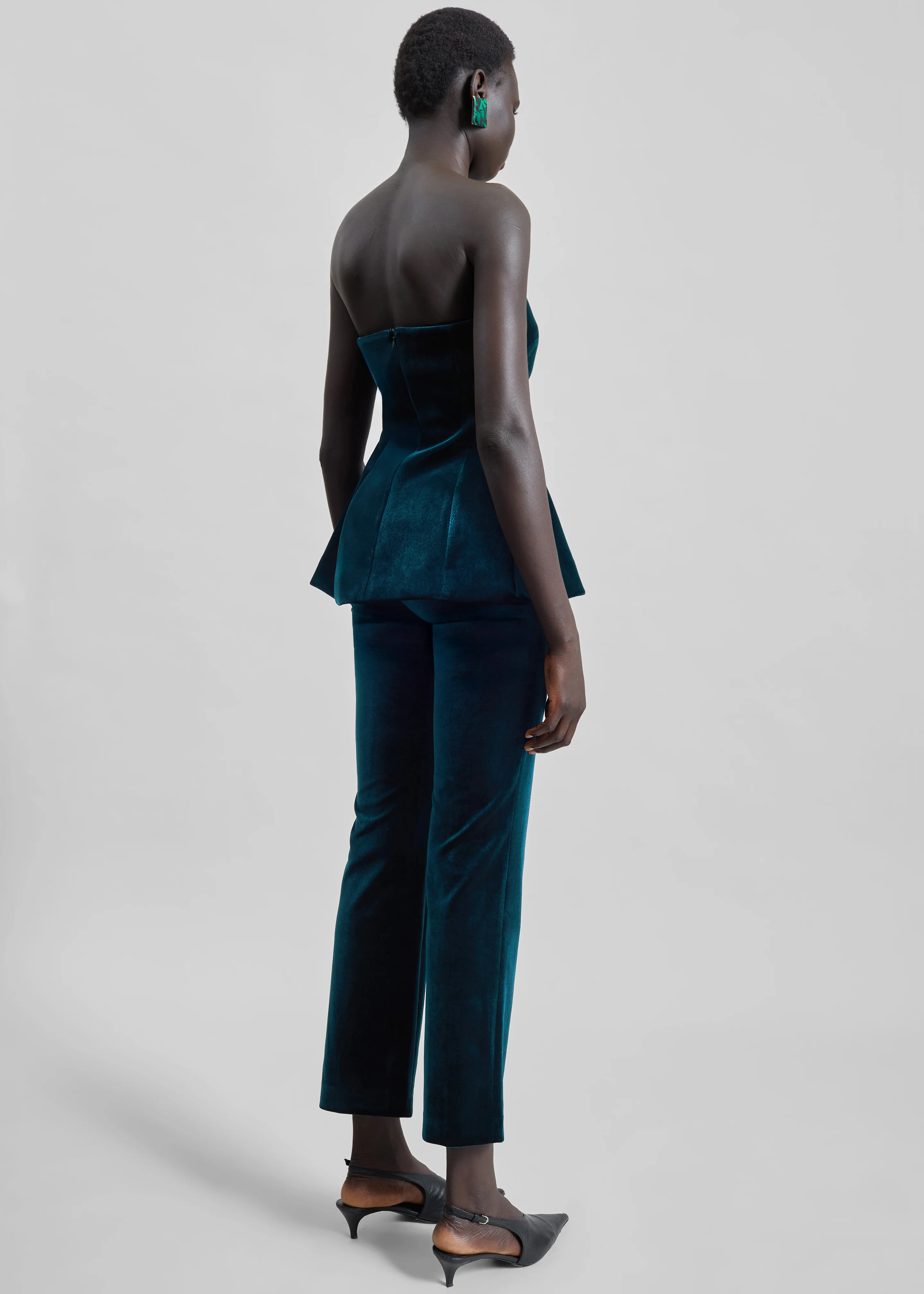 Laila Velvet Trousers - Deep Green - Image 9