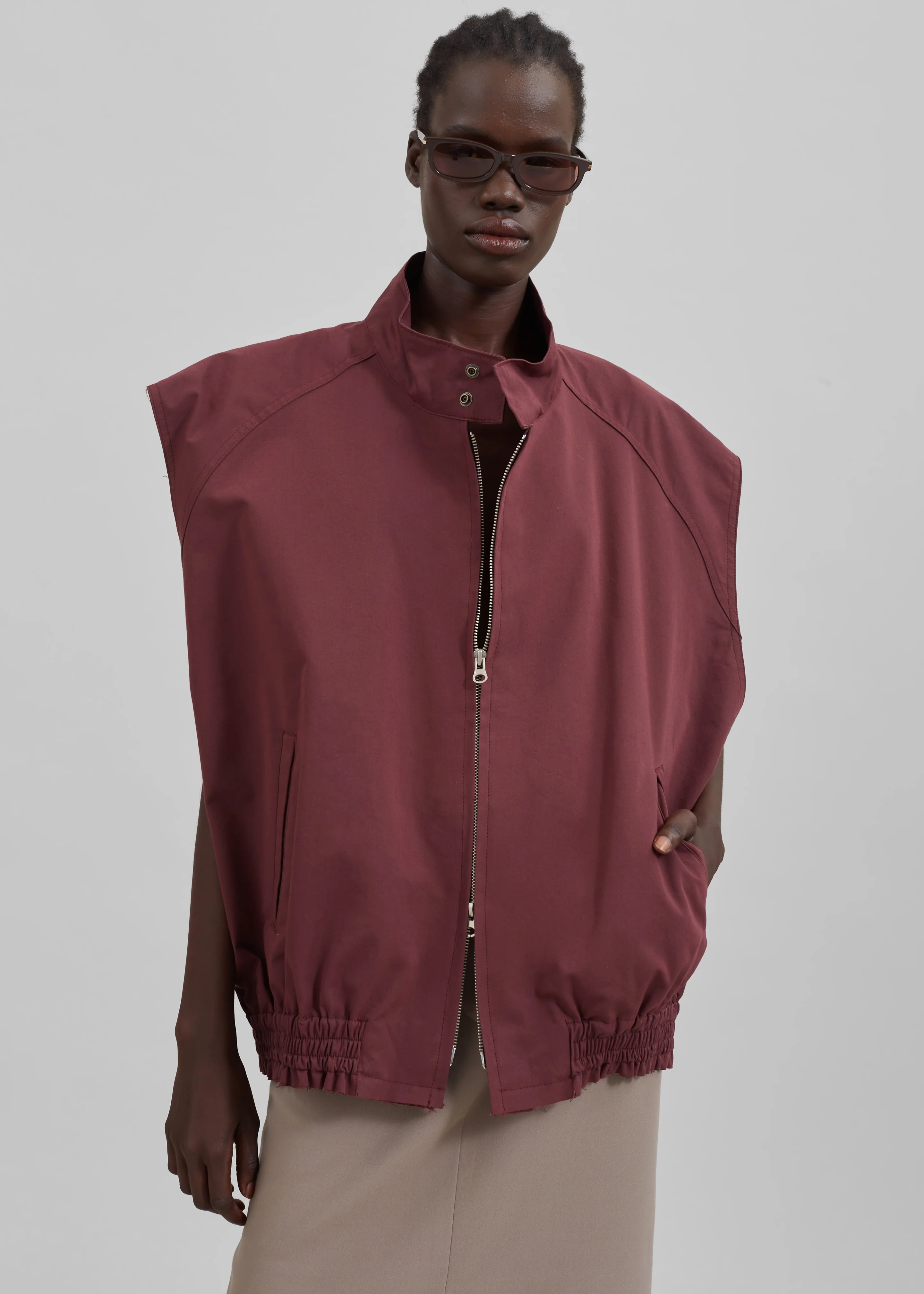 Lance Sleeveless Bomber Jacket - Burgundy - Image 6