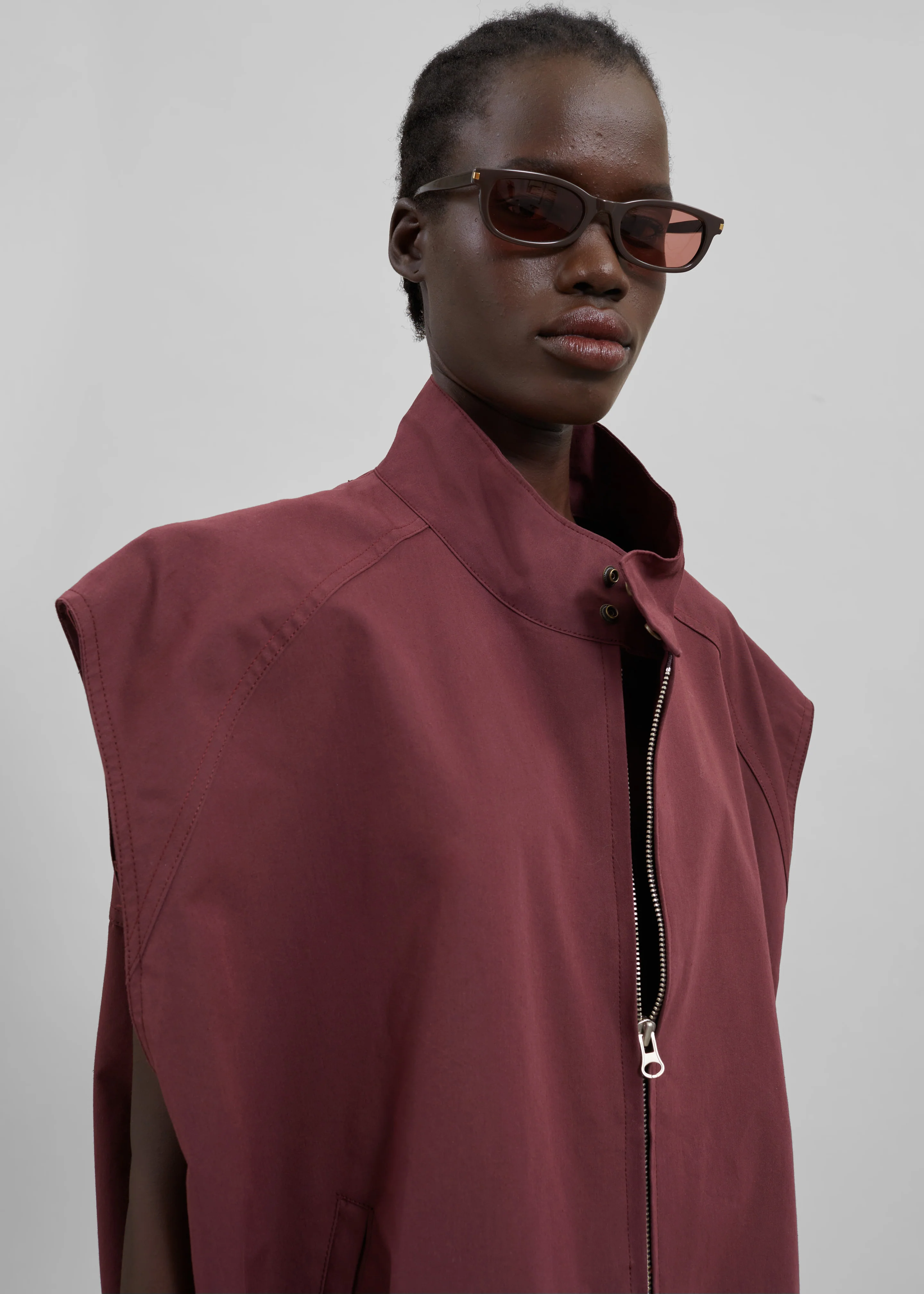 Lance Sleeveless Bomber Jacket - Burgundy - Image 7