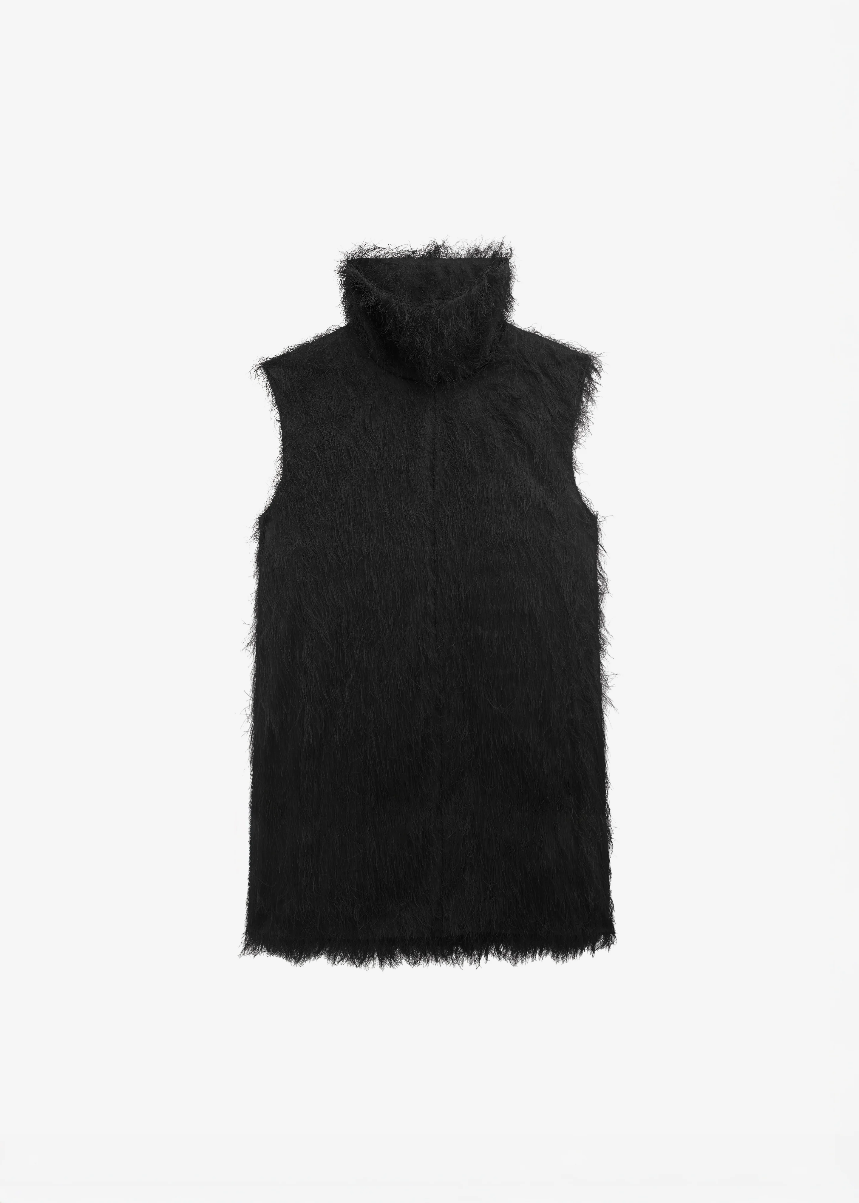 Lancy Fringed Funnel Neck Dress - Black - Image 6