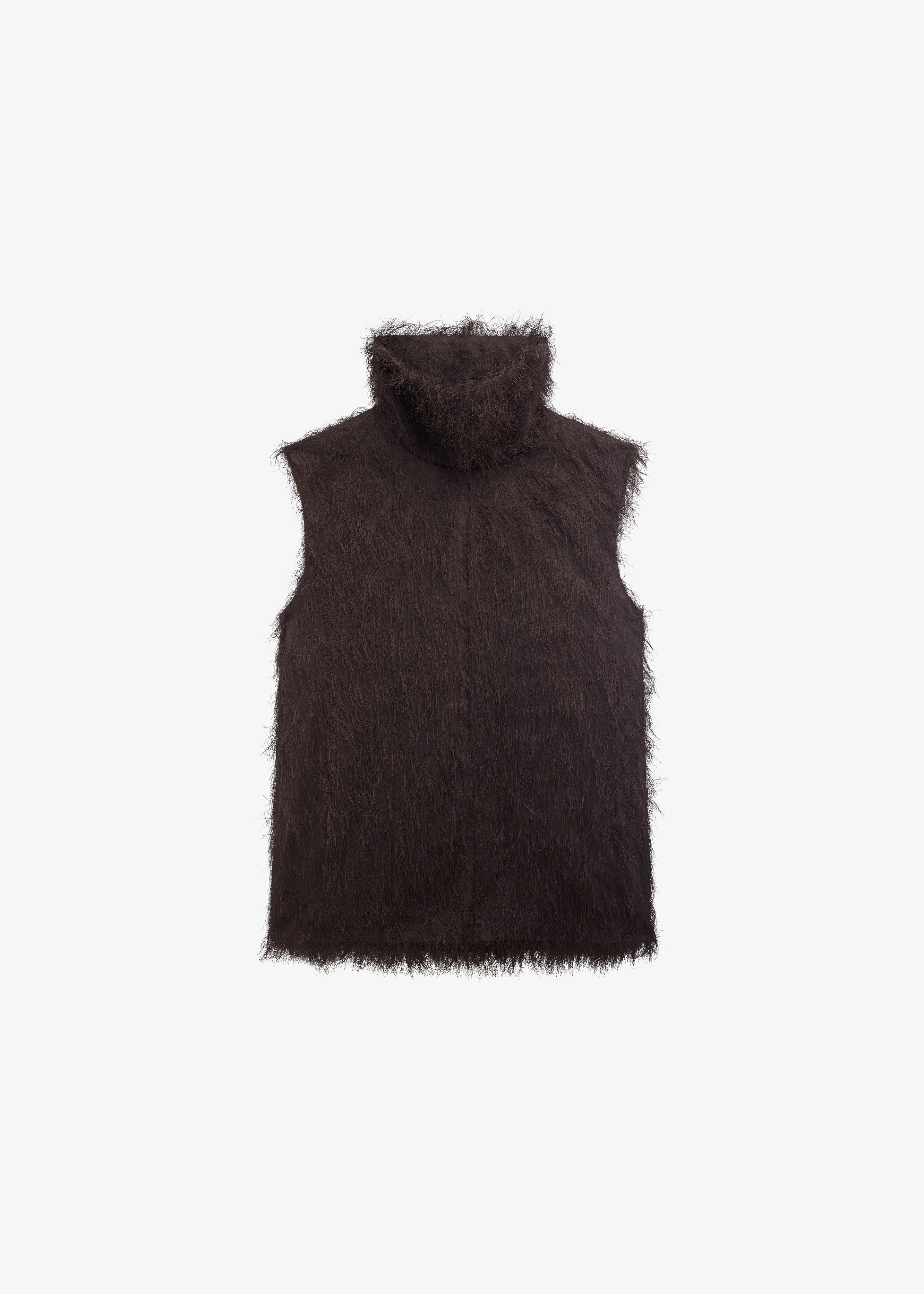 Lancy Fringed Funnel Neck Dress - Dark Brown - Image 7