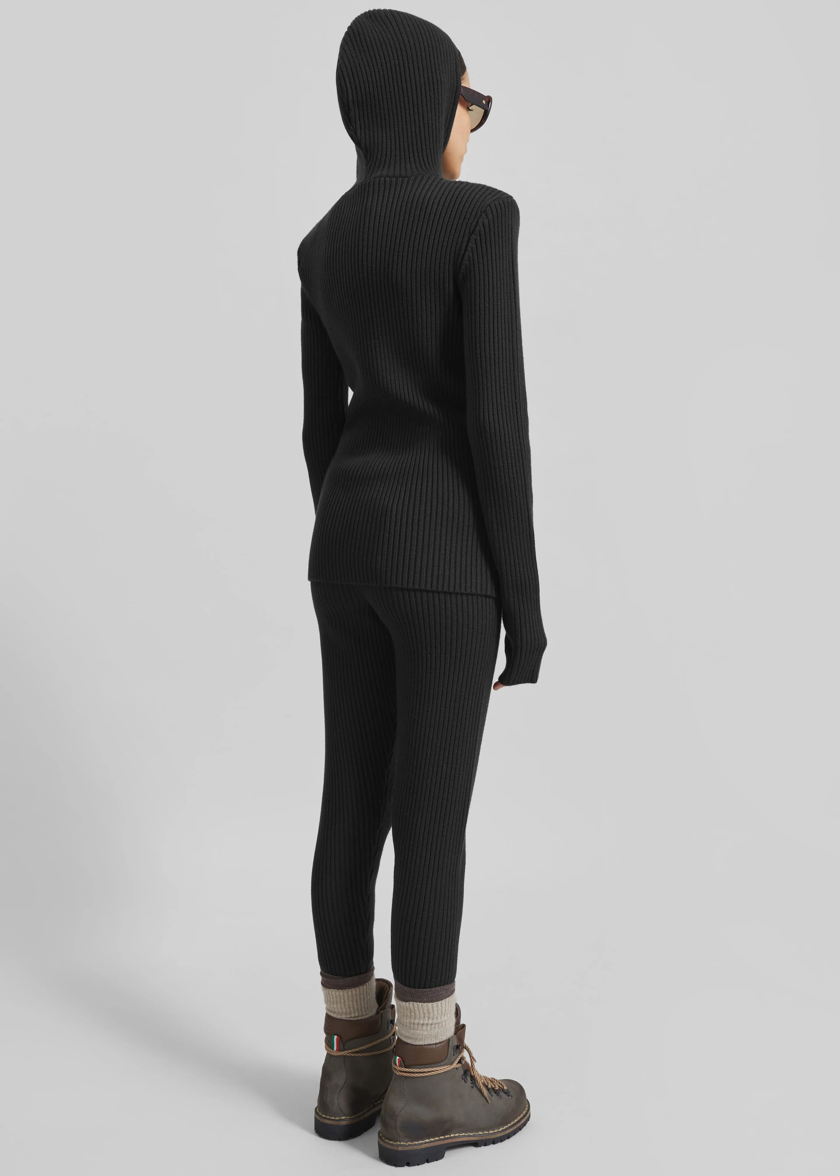Larice Hooded Knit Top - Black - Image 8