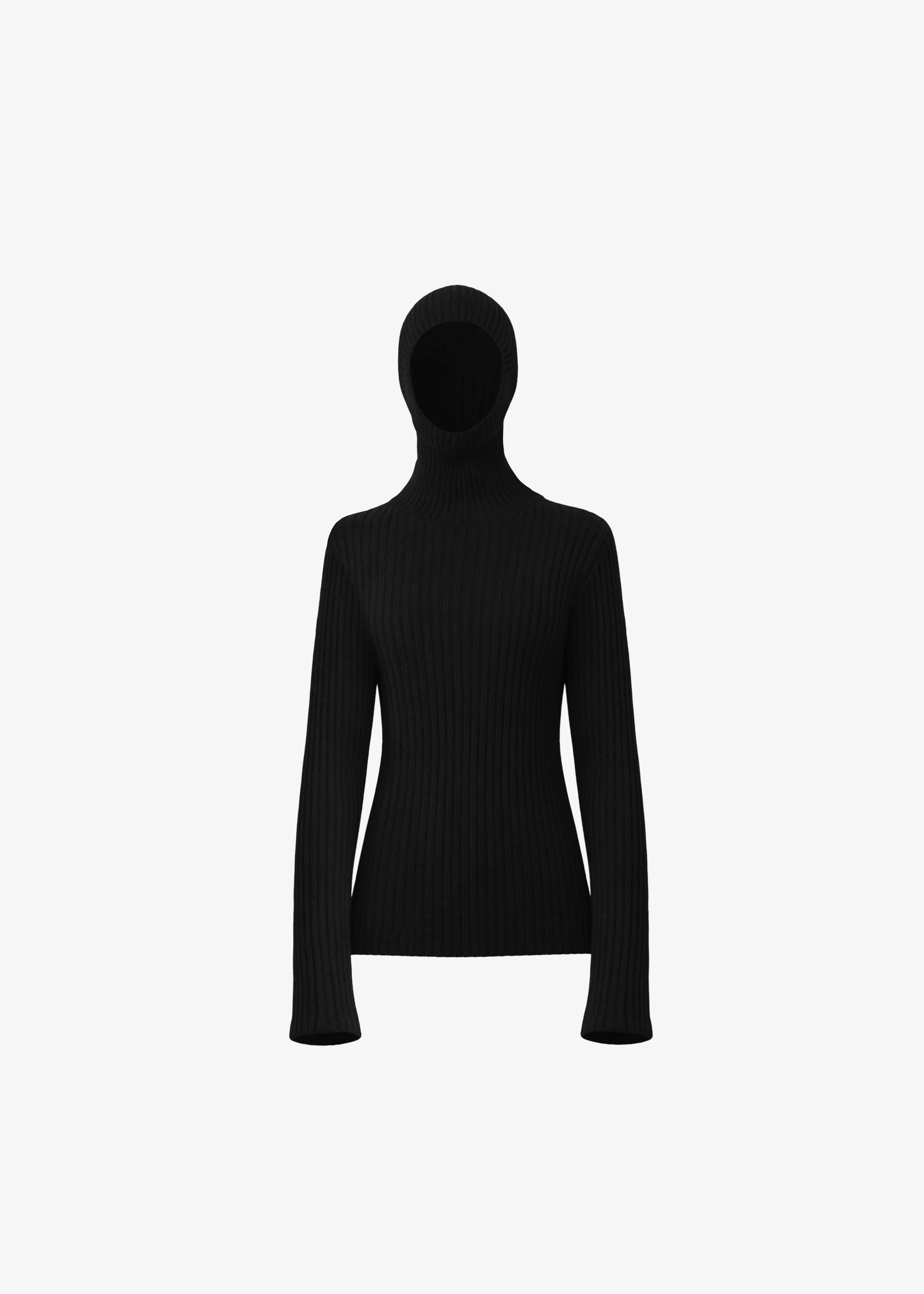 Larice Hooded Knit Top - Black - Image 9