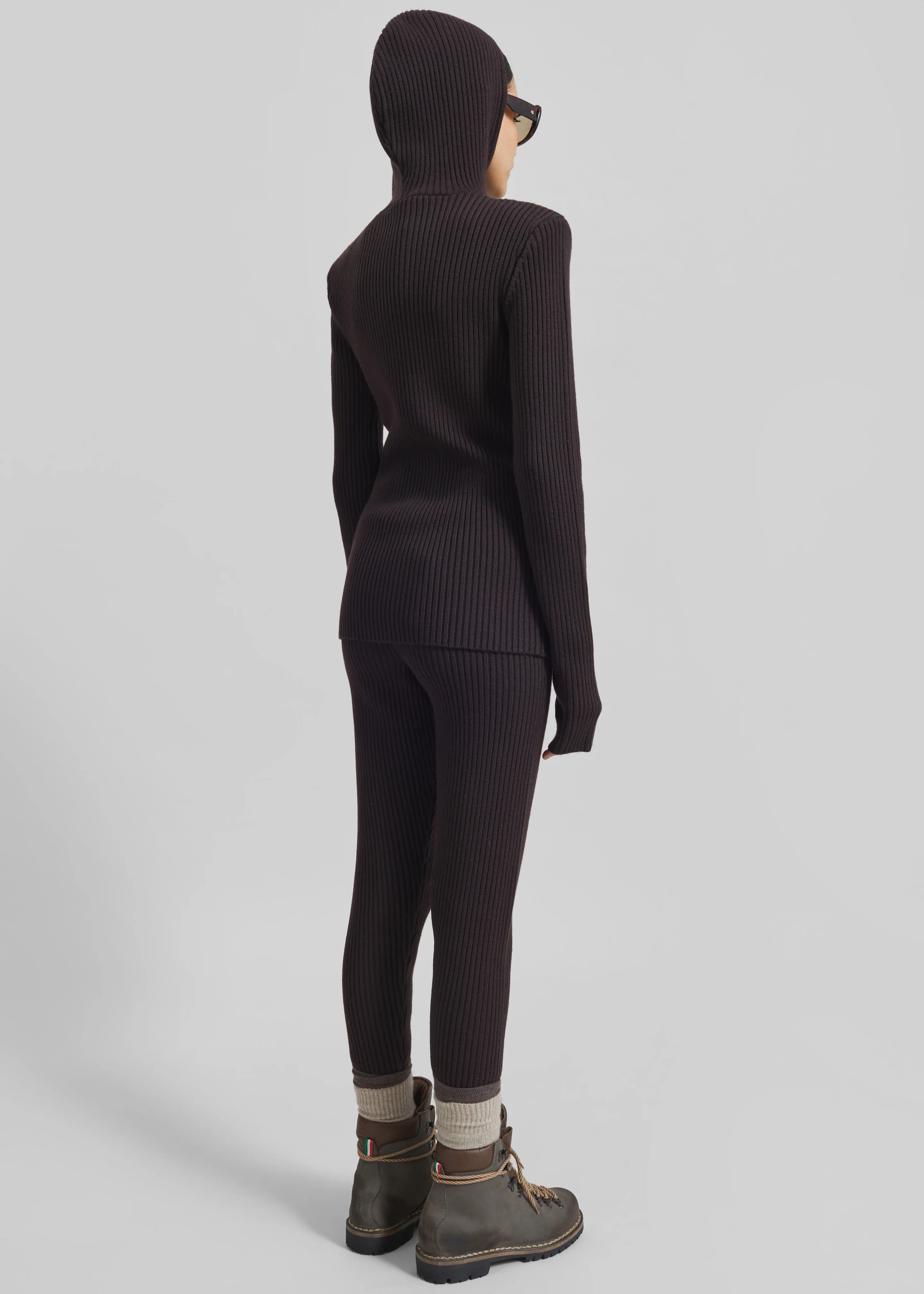 Larice Hooded Knit Top - Brown - Image 8
