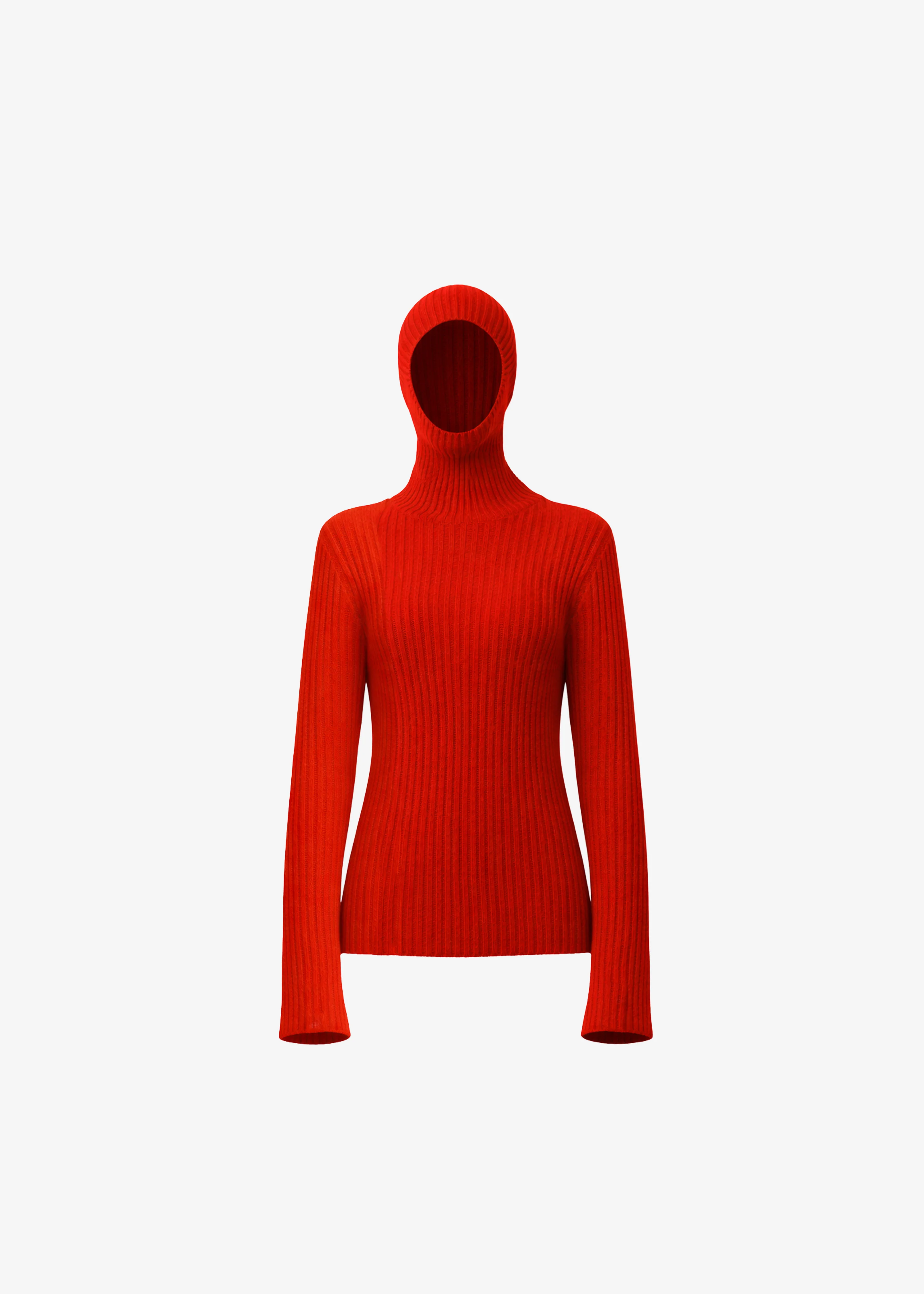 Larice Hooded Knit Top - Red - Image 8