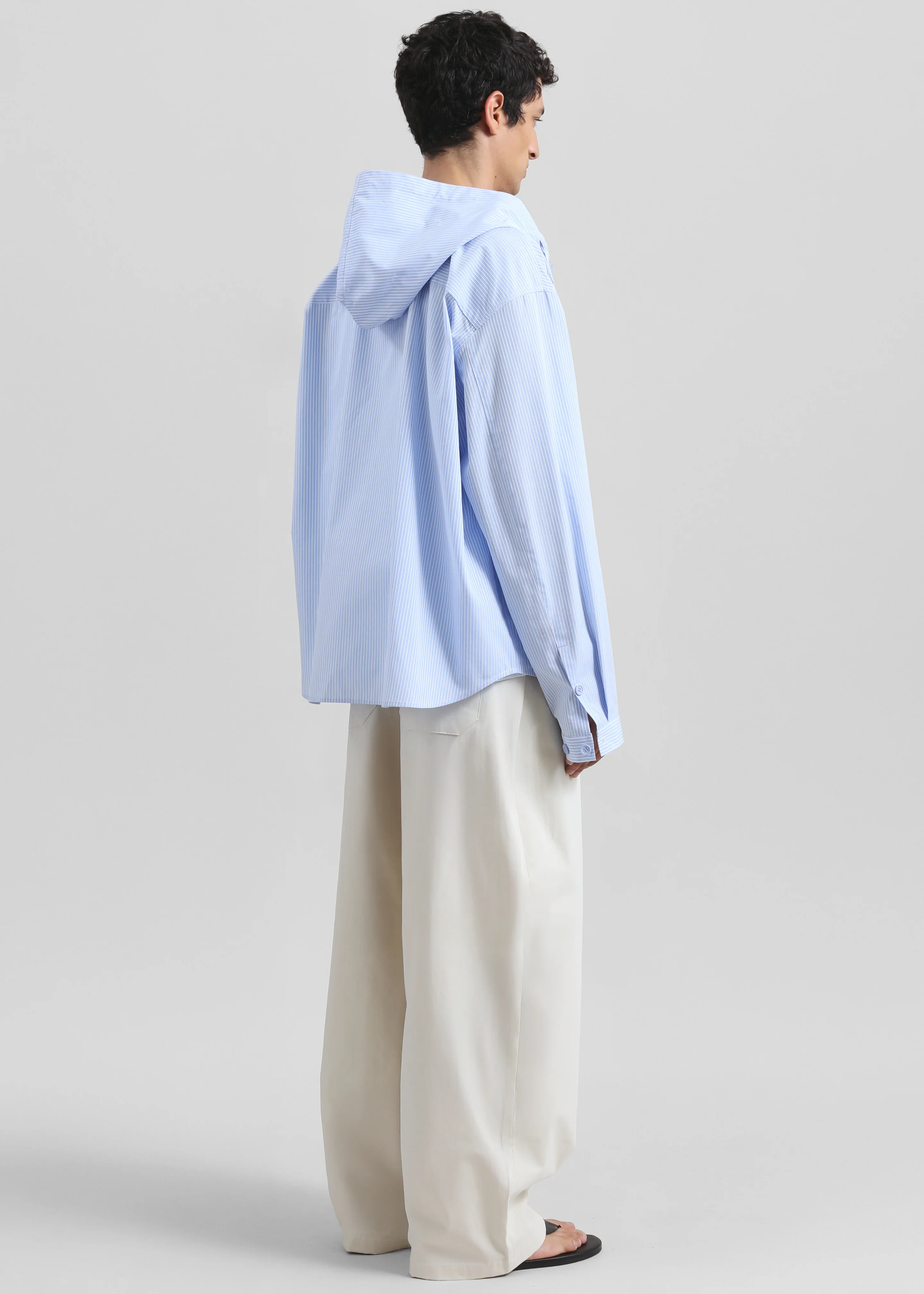 Lars Hooded Striped Jacket - Blue/White Stripe - Image 10