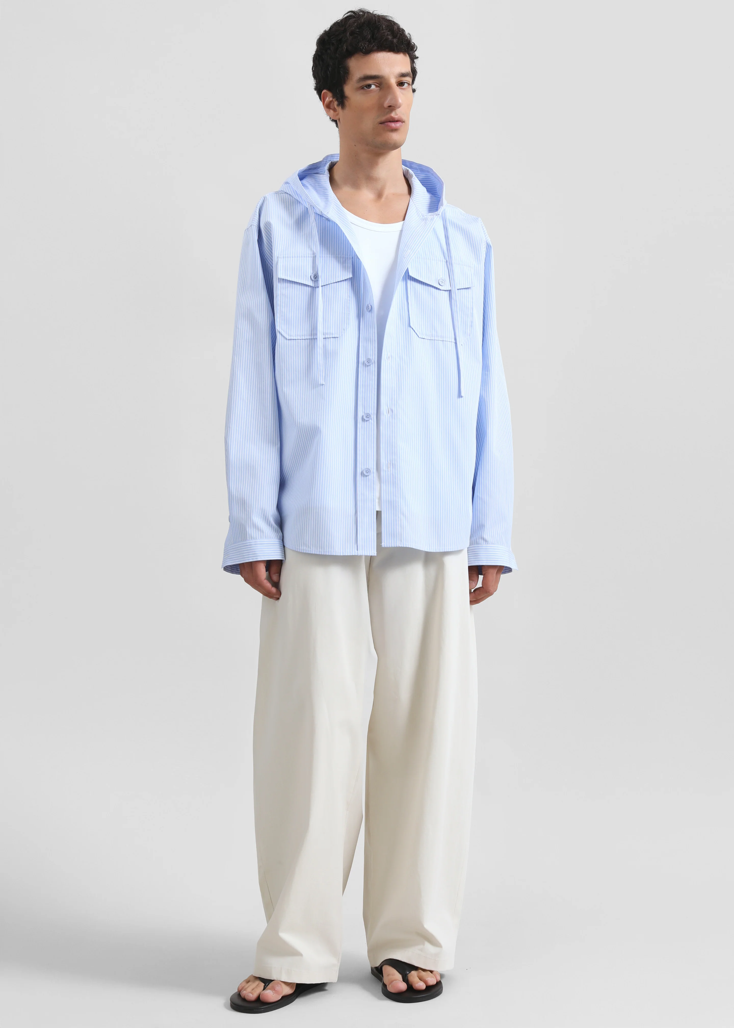 Lars Hooded Striped Jacket - Blue/White Stripe - Image 3