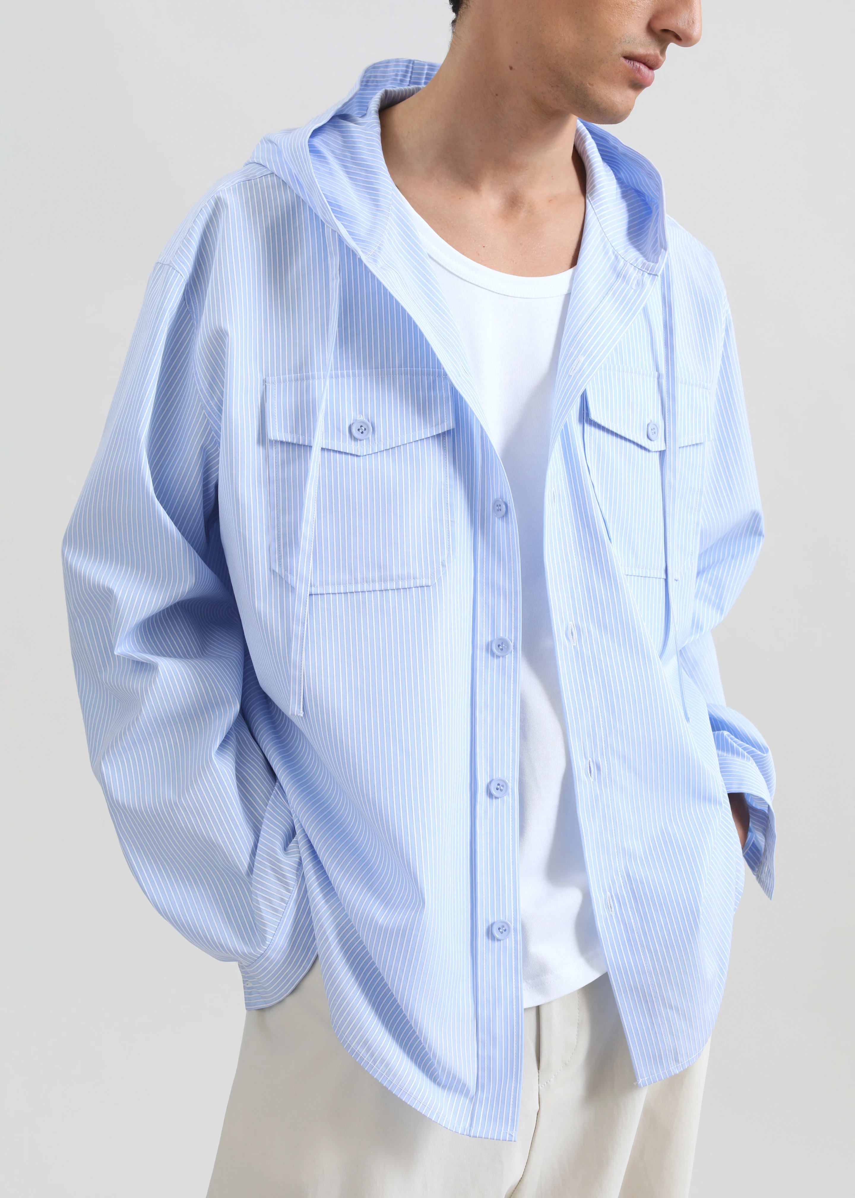 Lars Hooded Striped Jacket - Blue/White Stripe - Image 4
