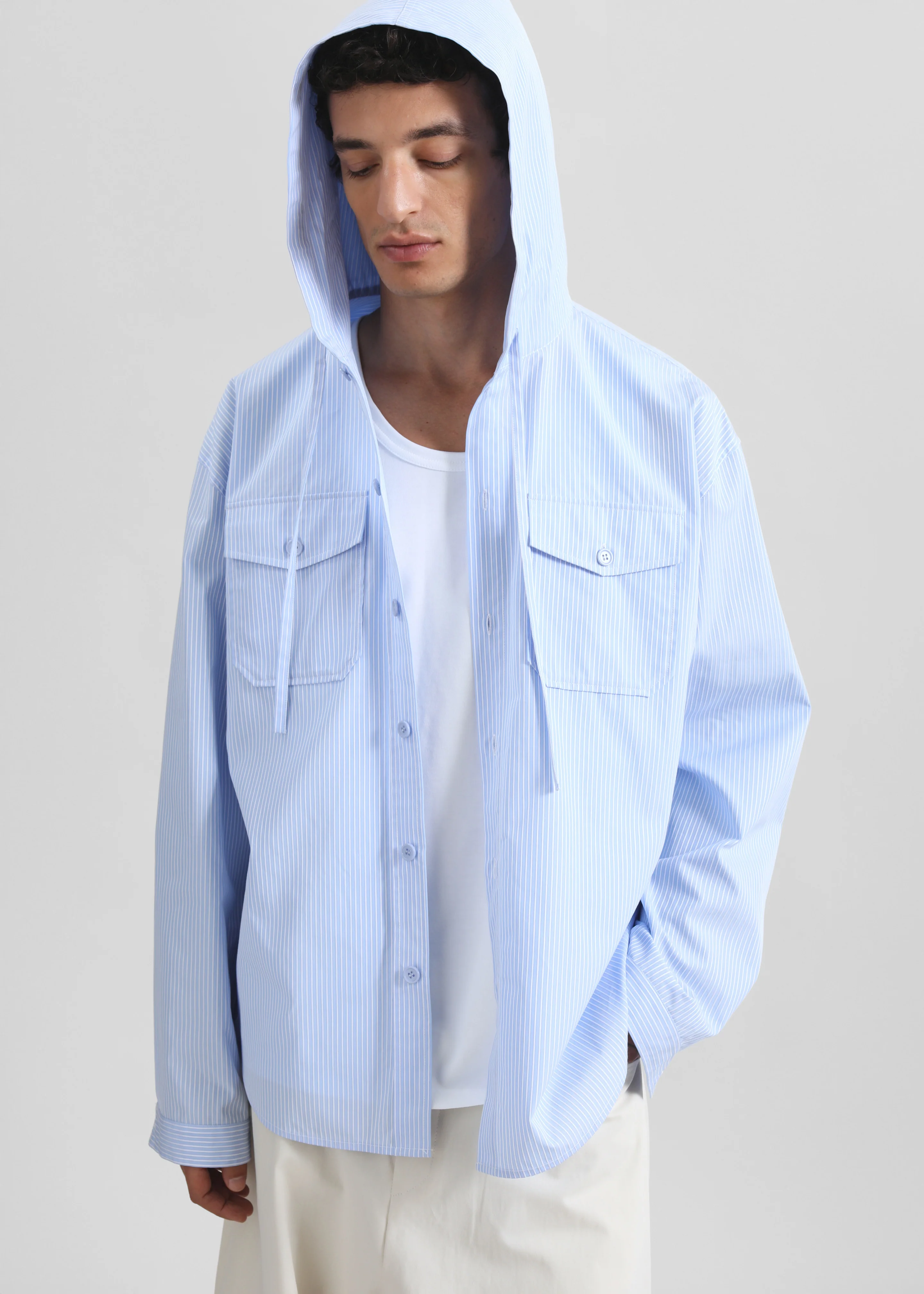 Lars Hooded Striped Jacket - Blue/White Stripe - Image 6