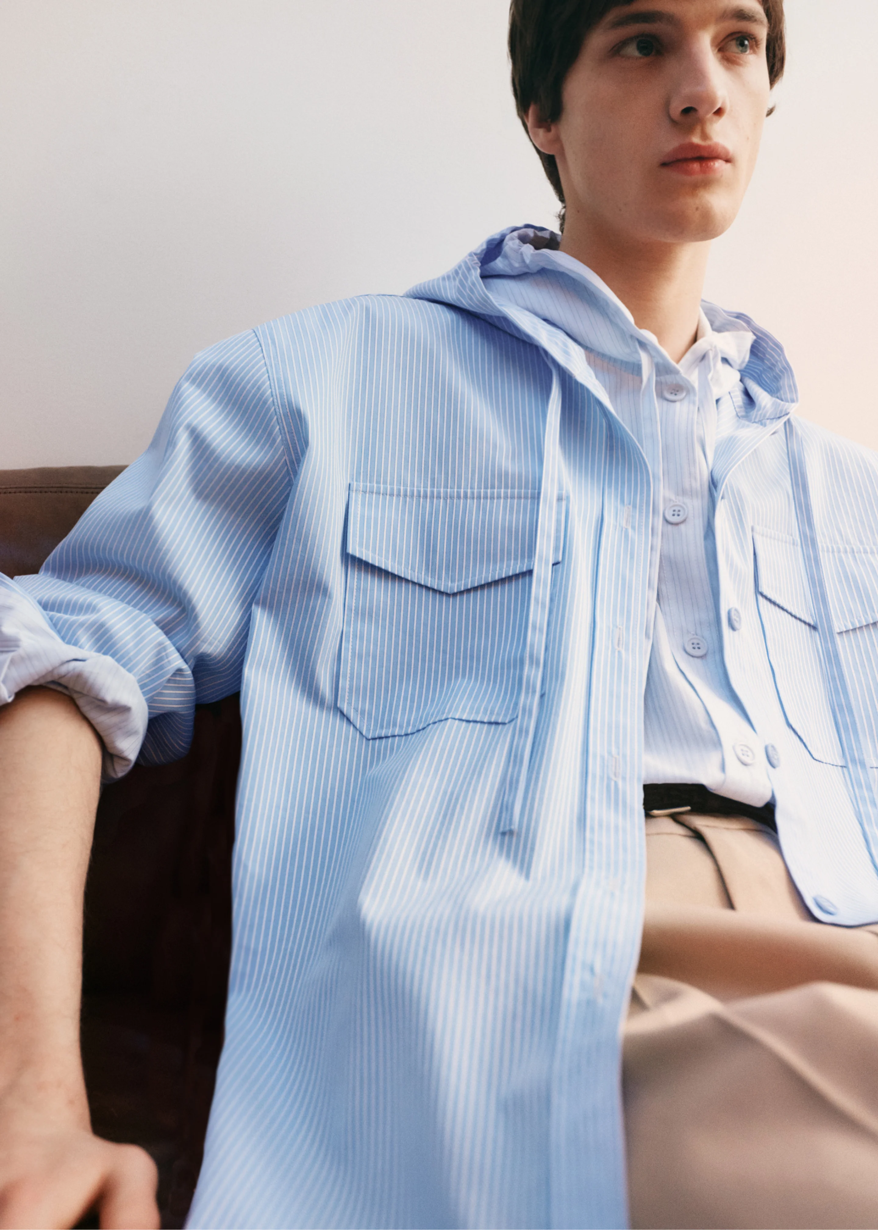 Lars Hooded Striped Jacket - Blue/White Stripe - Image 9