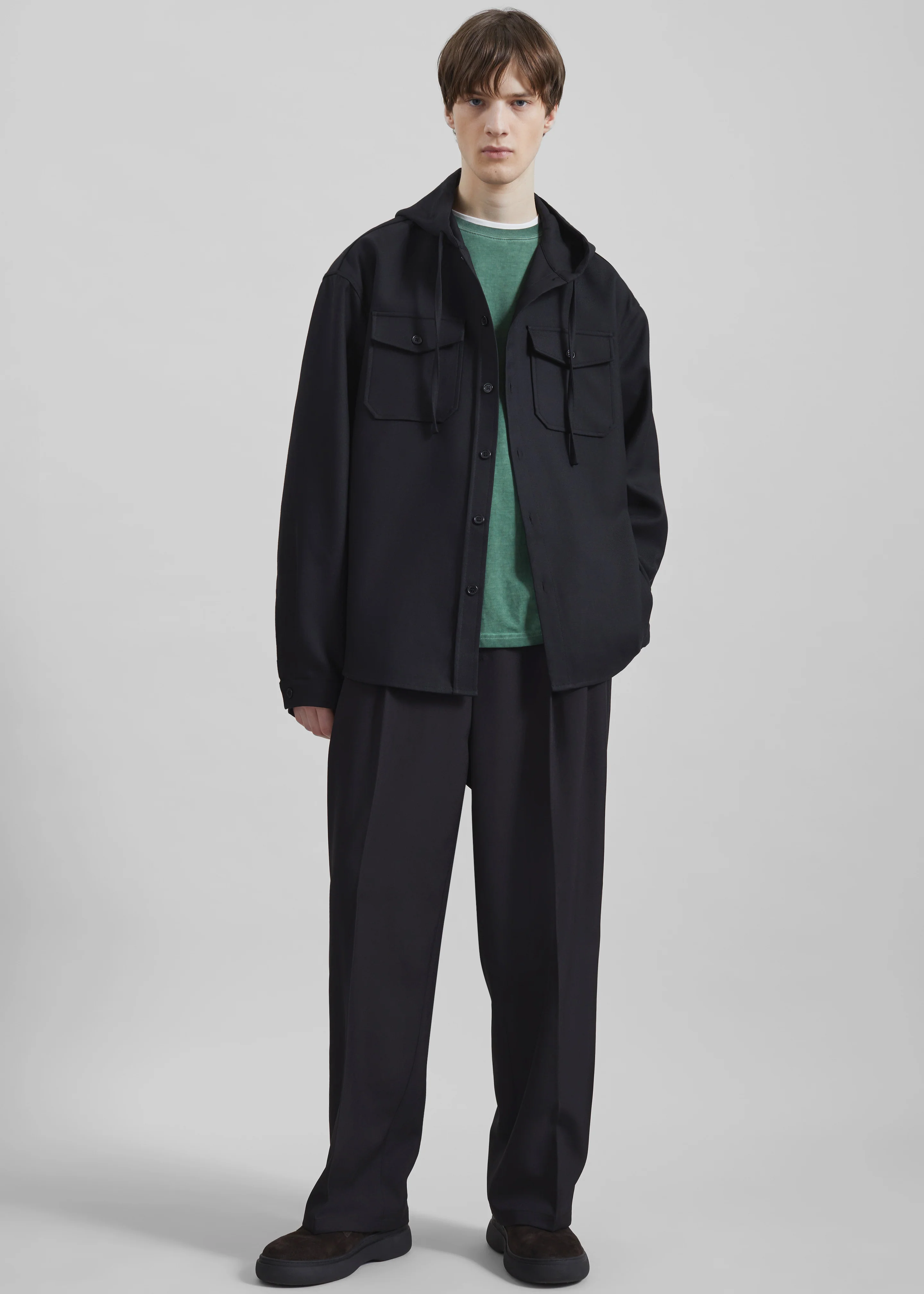 Lars Hooded Wool Blend Jacket - Black - Image 3