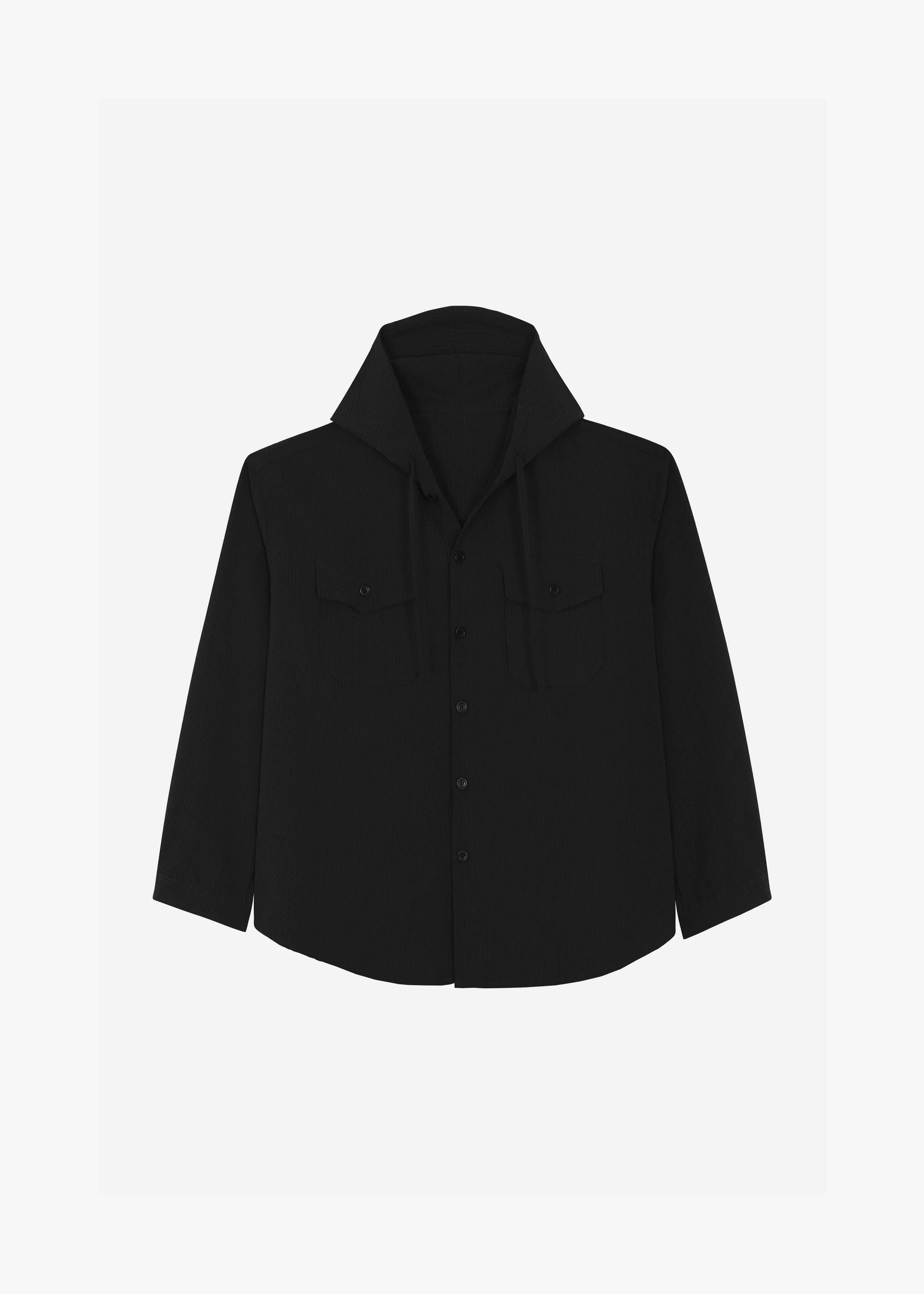 Lars Hooded Wool Blend Jacket - Black - Image 7