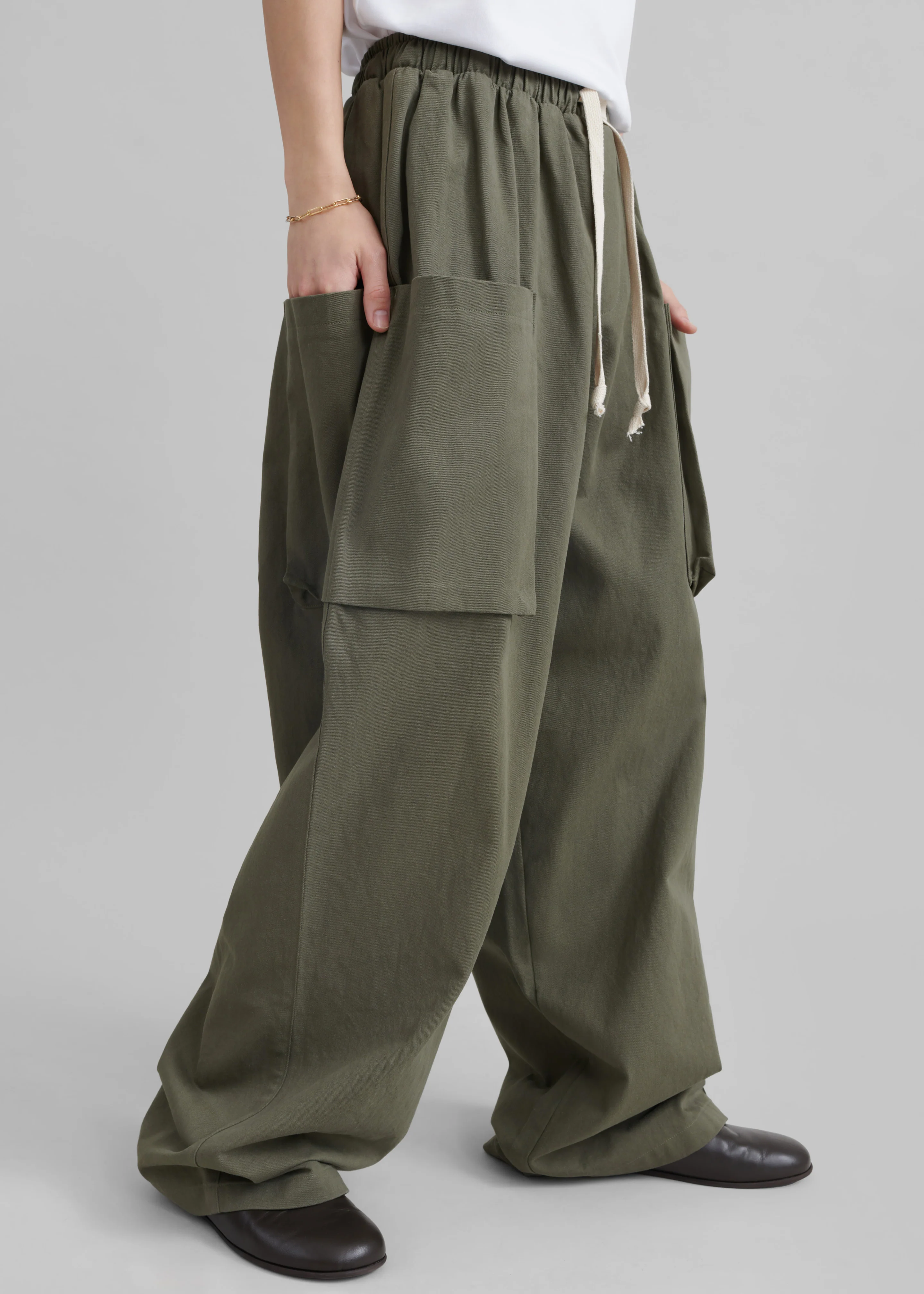 Lauri Drawstring Cargo Pants - Khaki - Image 2