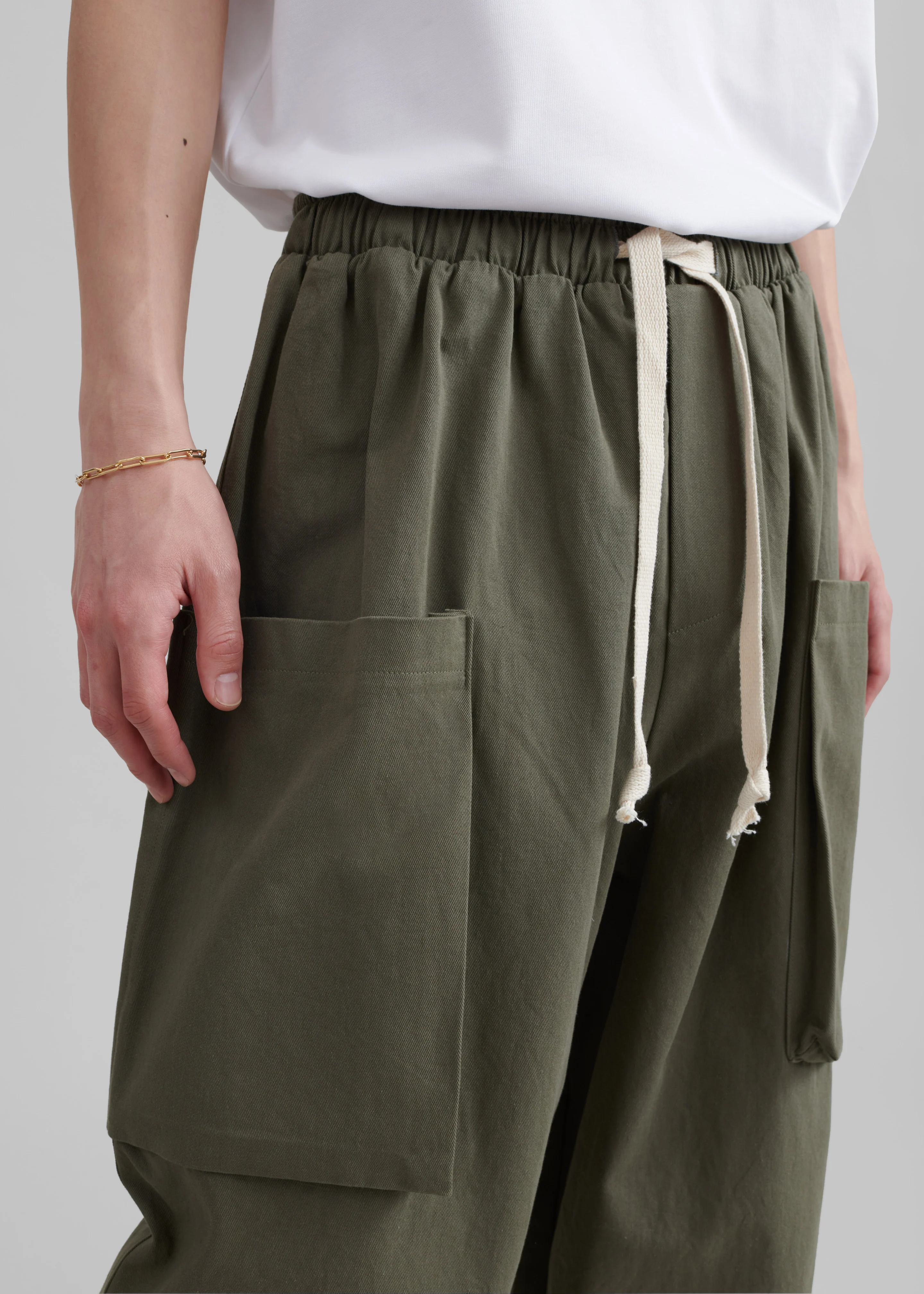 Lauri Drawstring Cargo Pants - Khaki - Image 3