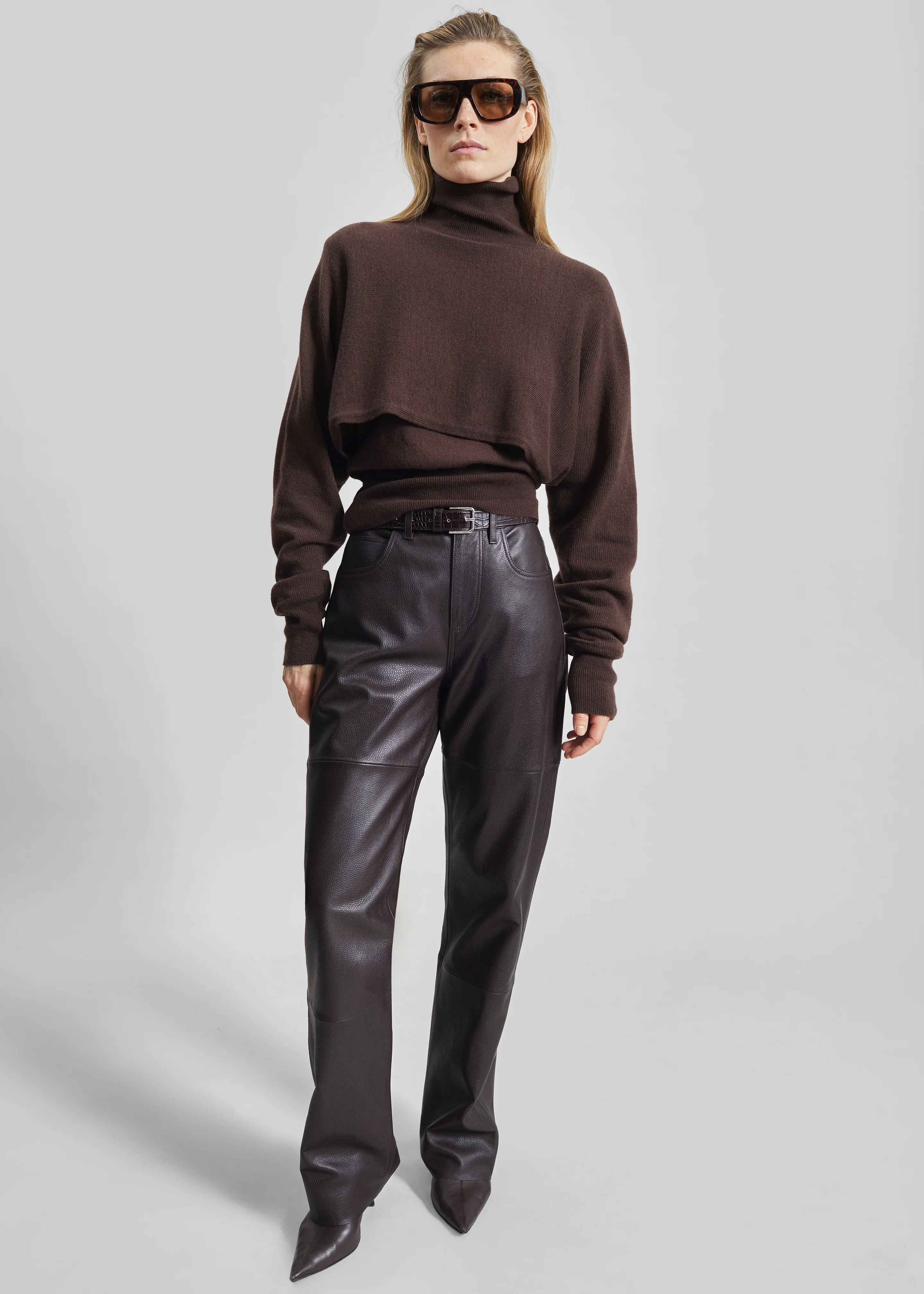 Lausanne Cashmere Detachable Layered Knit Set - Brown - Image 4