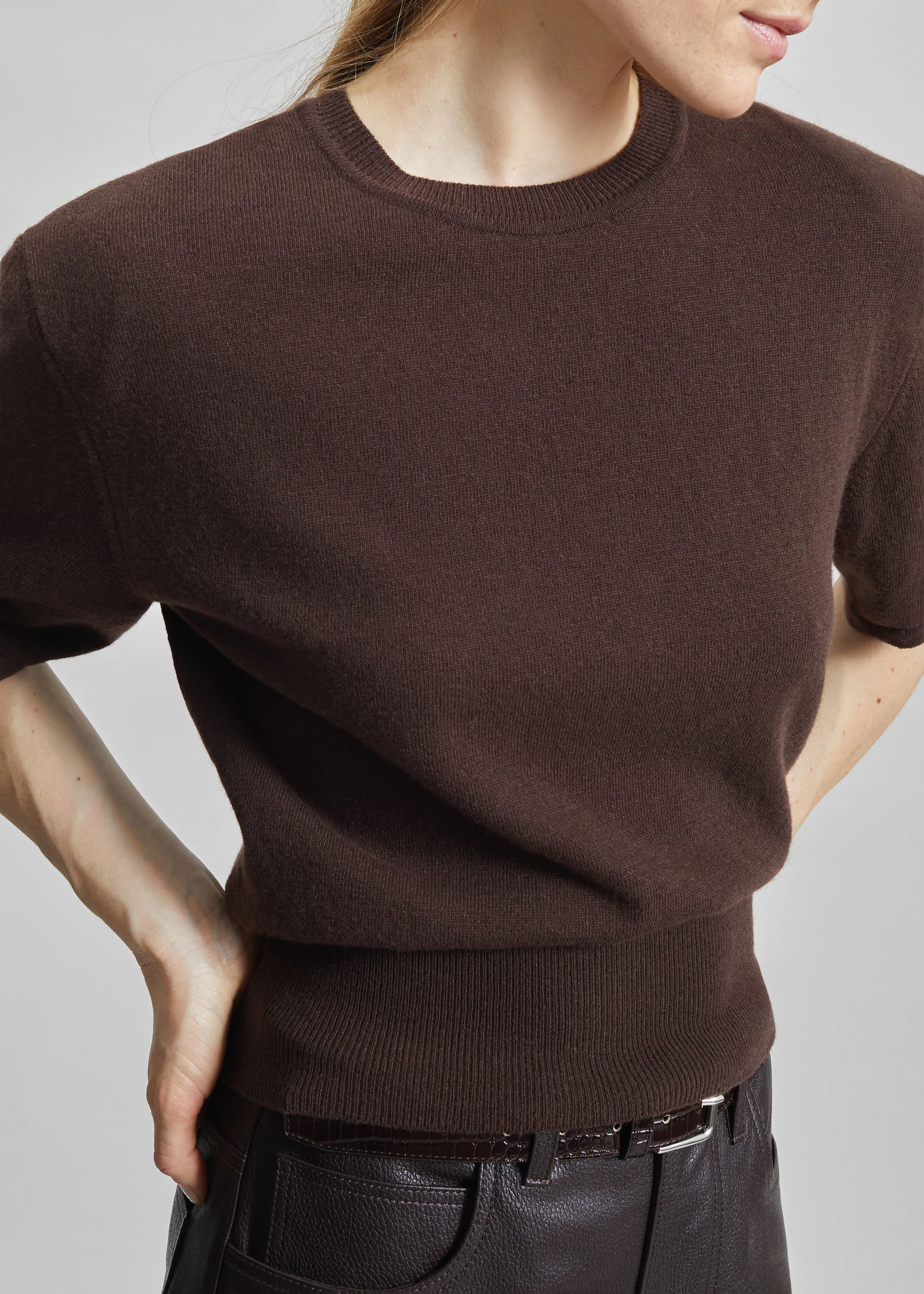 Lausanne Cashmere Detachable Layered Knit Set - Brown - Image 6
