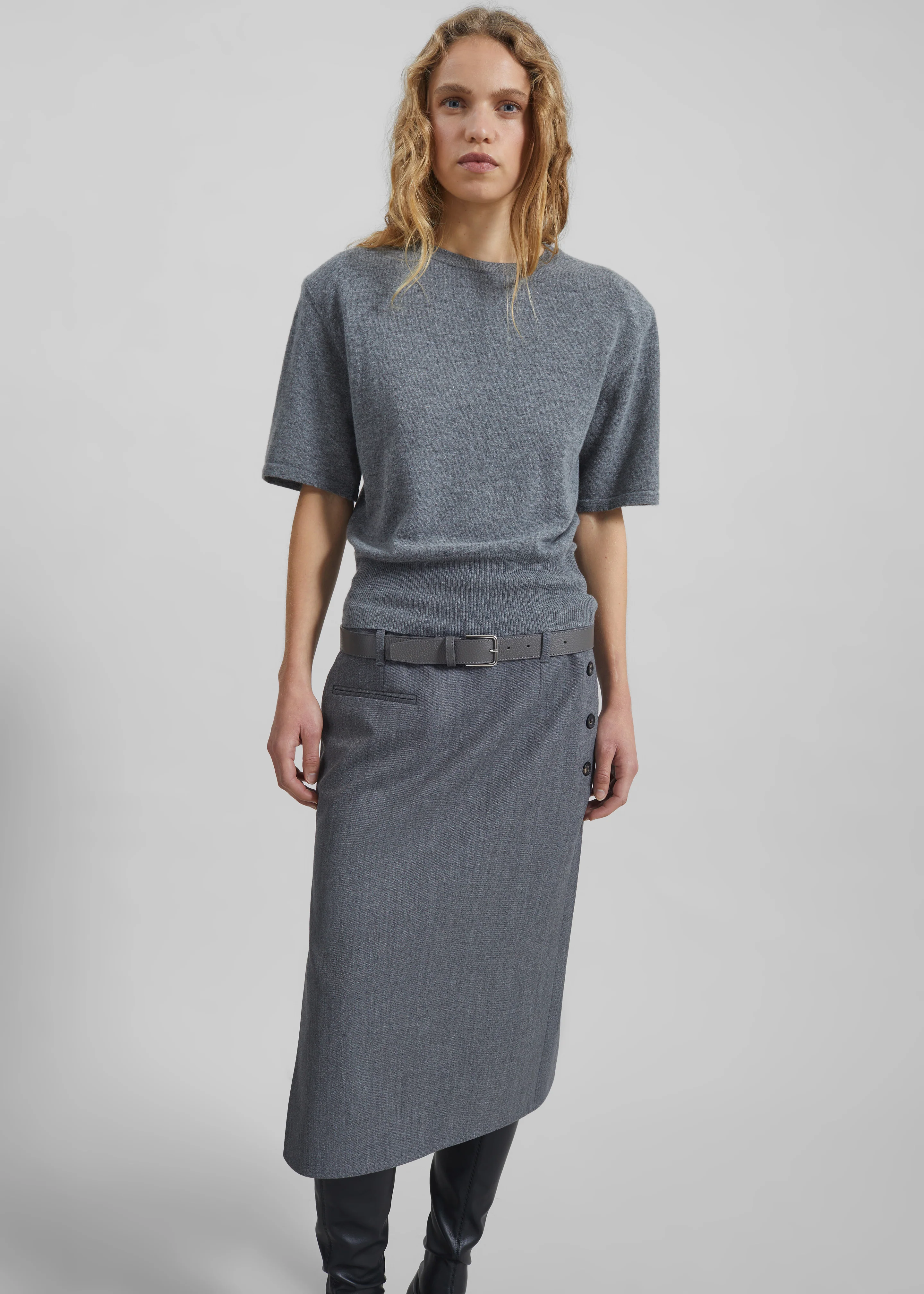 Lausanne Cashmere Detachable Layered Knit Set - Grey - Image 2