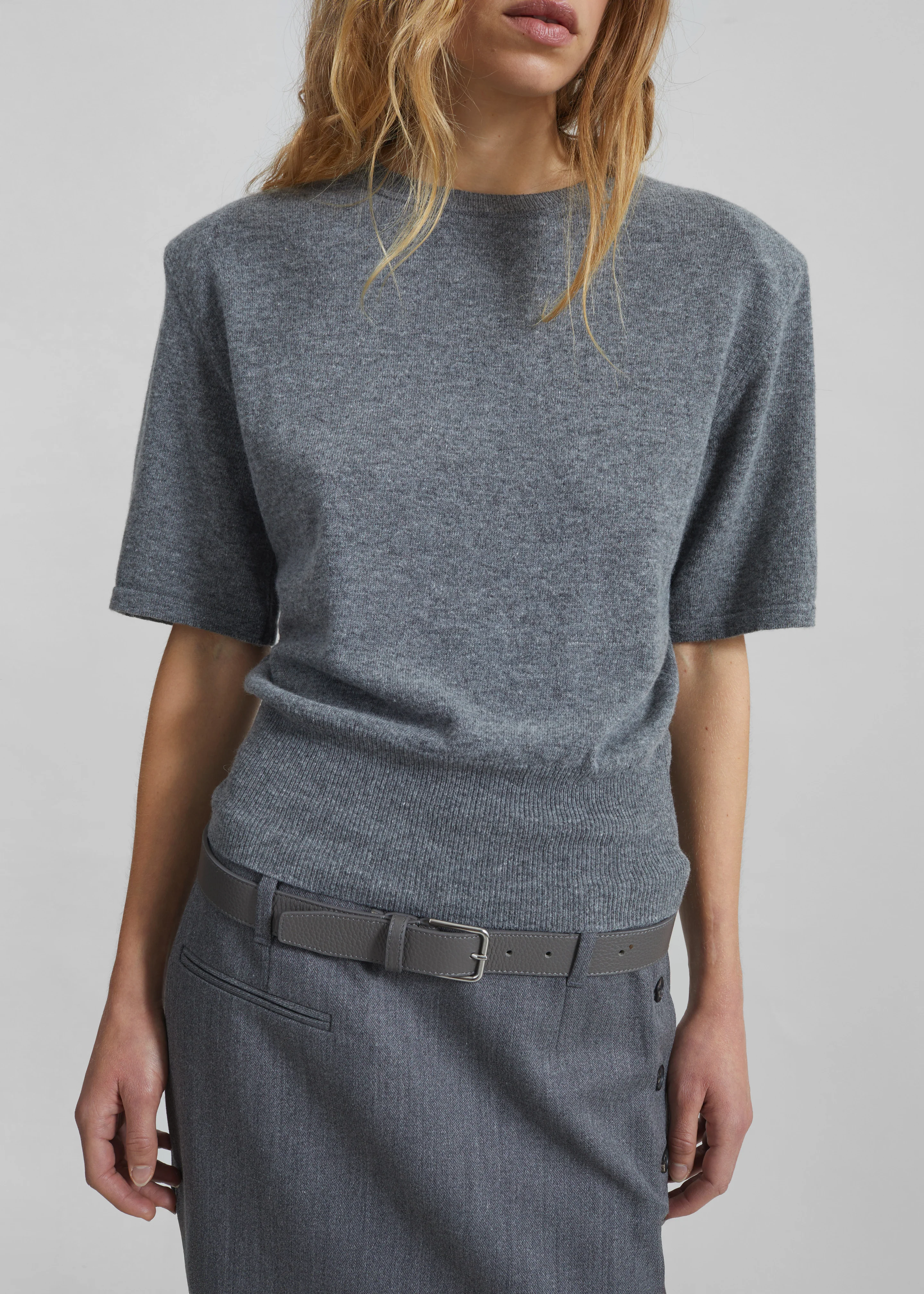 Lausanne Cashmere Detachable Layered Knit Set - Grey - Image 4