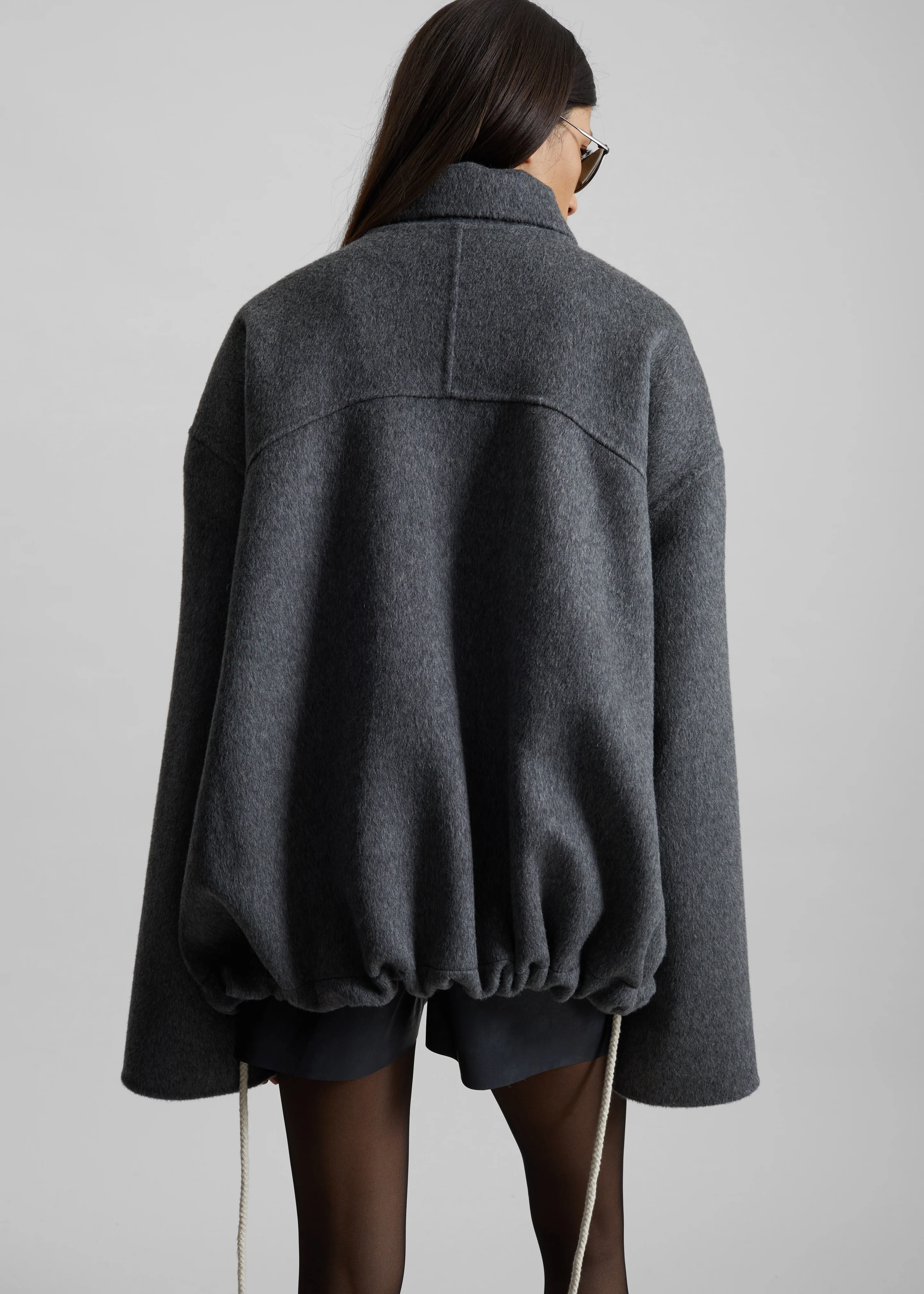 Lemvig Wool Drawstring Jacket - Grey - Image 8