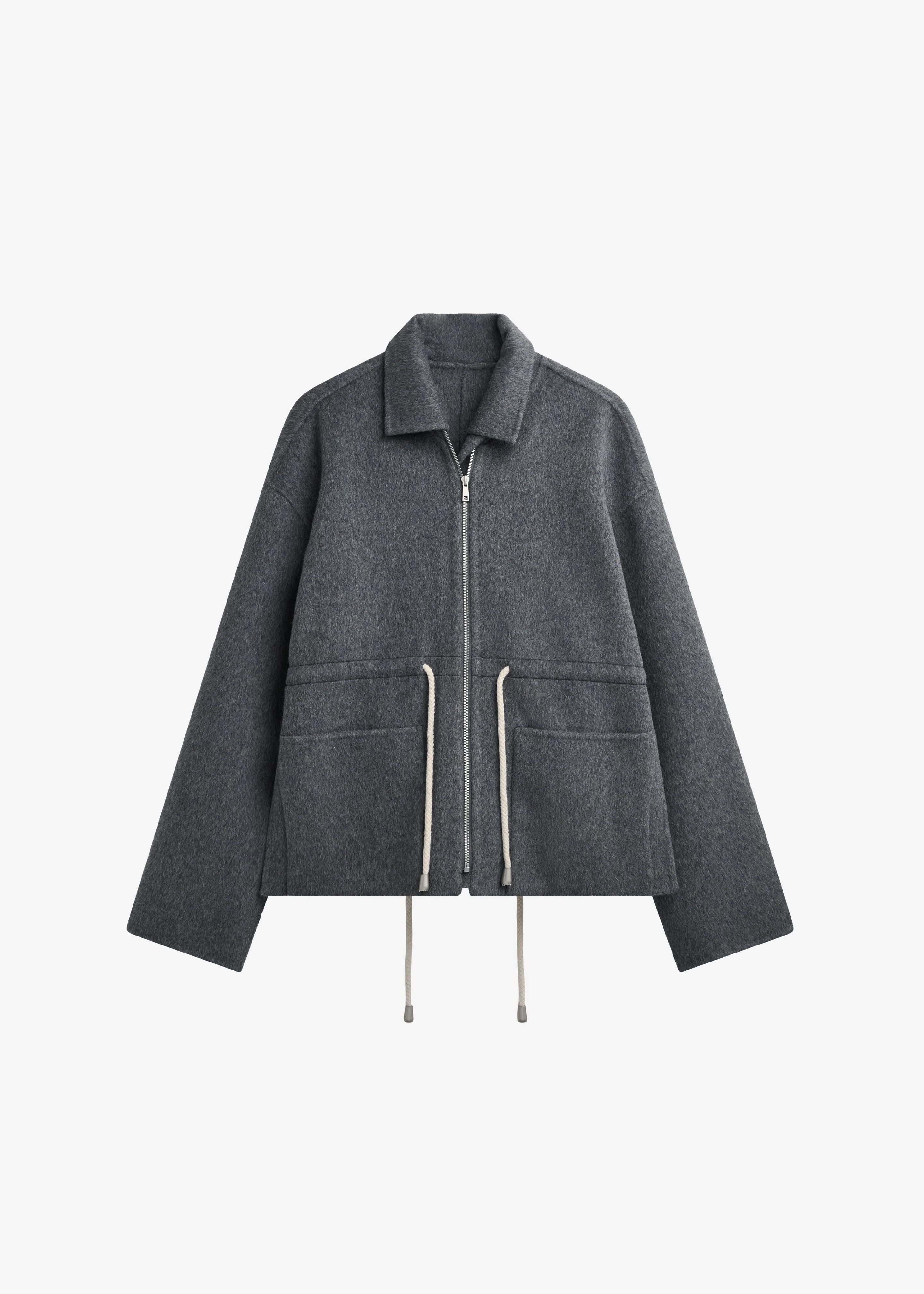 Lemvig Wool Drawstring Jacket - Grey - Image 9