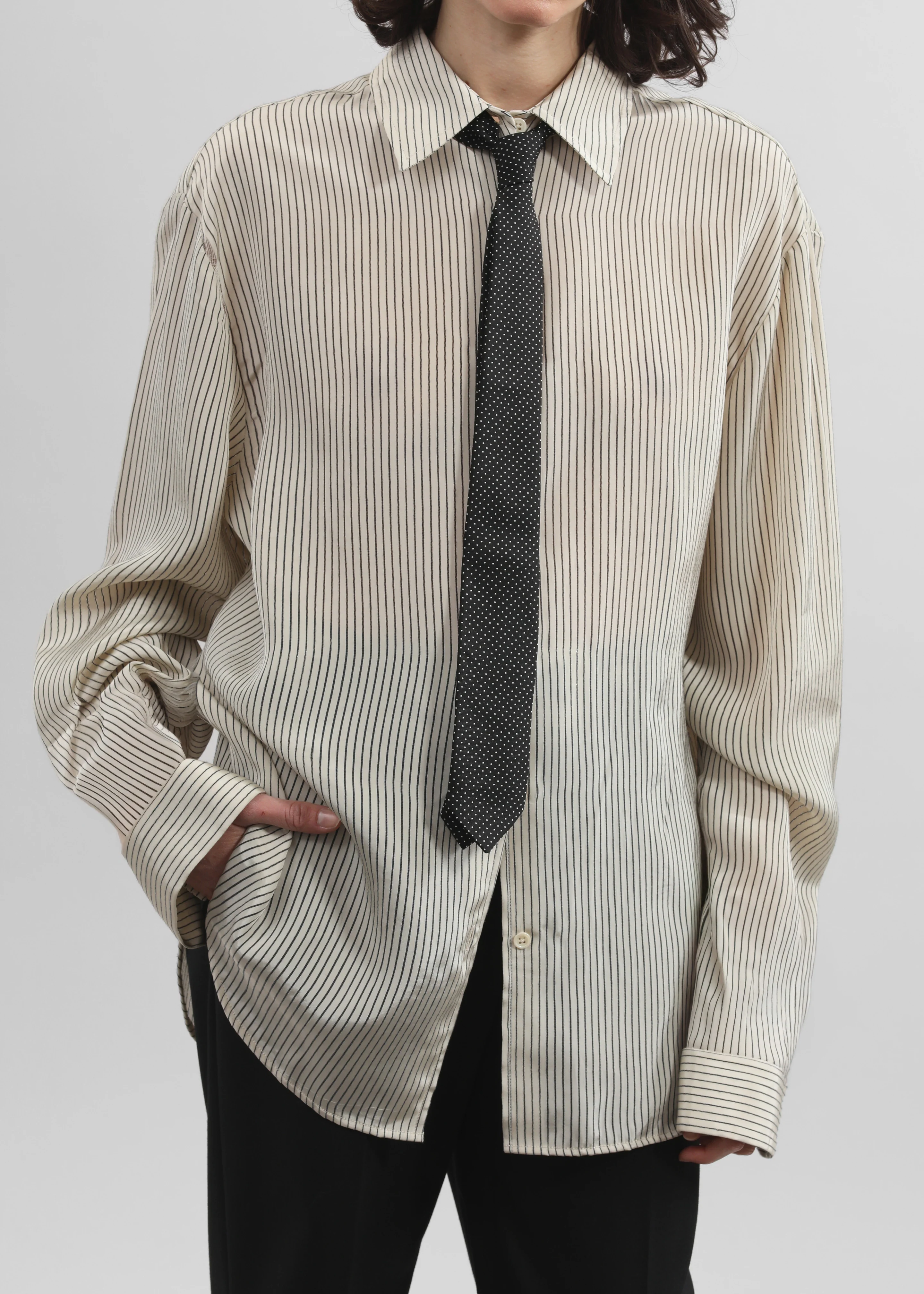 Lene Dotted Jacquard Tie - Black/White - Image 4