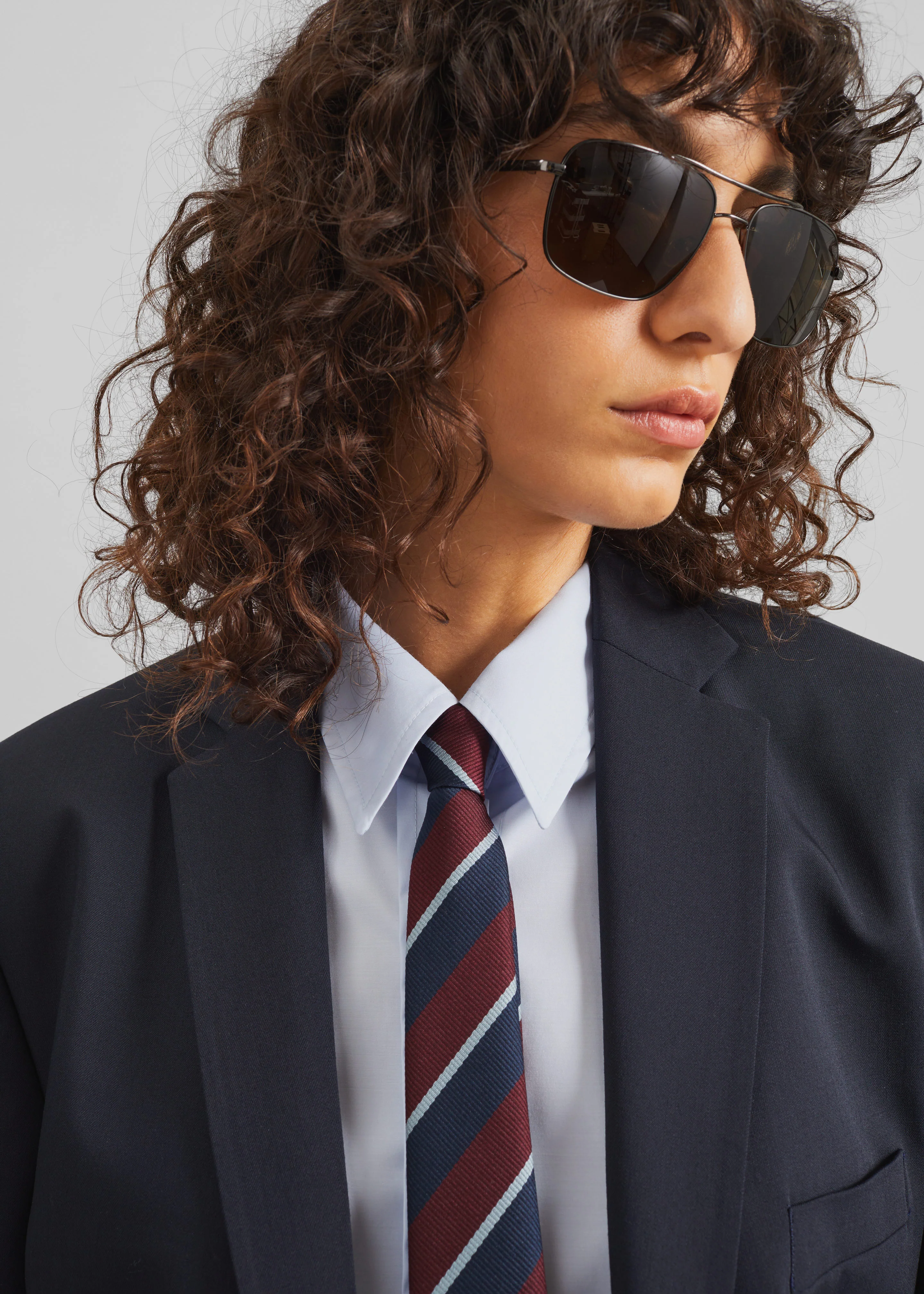 Lene Striped Tie - Burgundy - Image 2