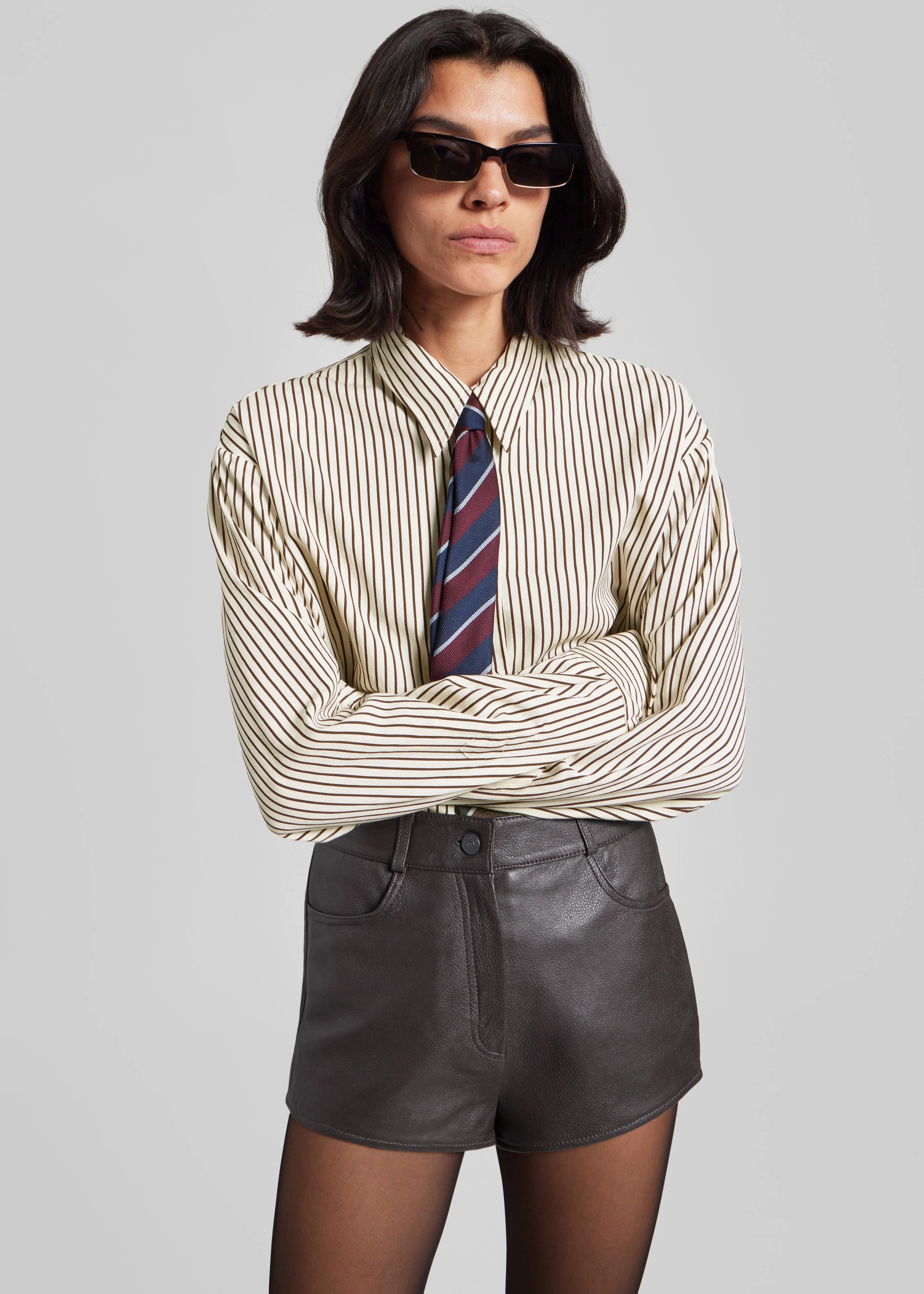 Lene Striped Tie - Burgundy - Image 4