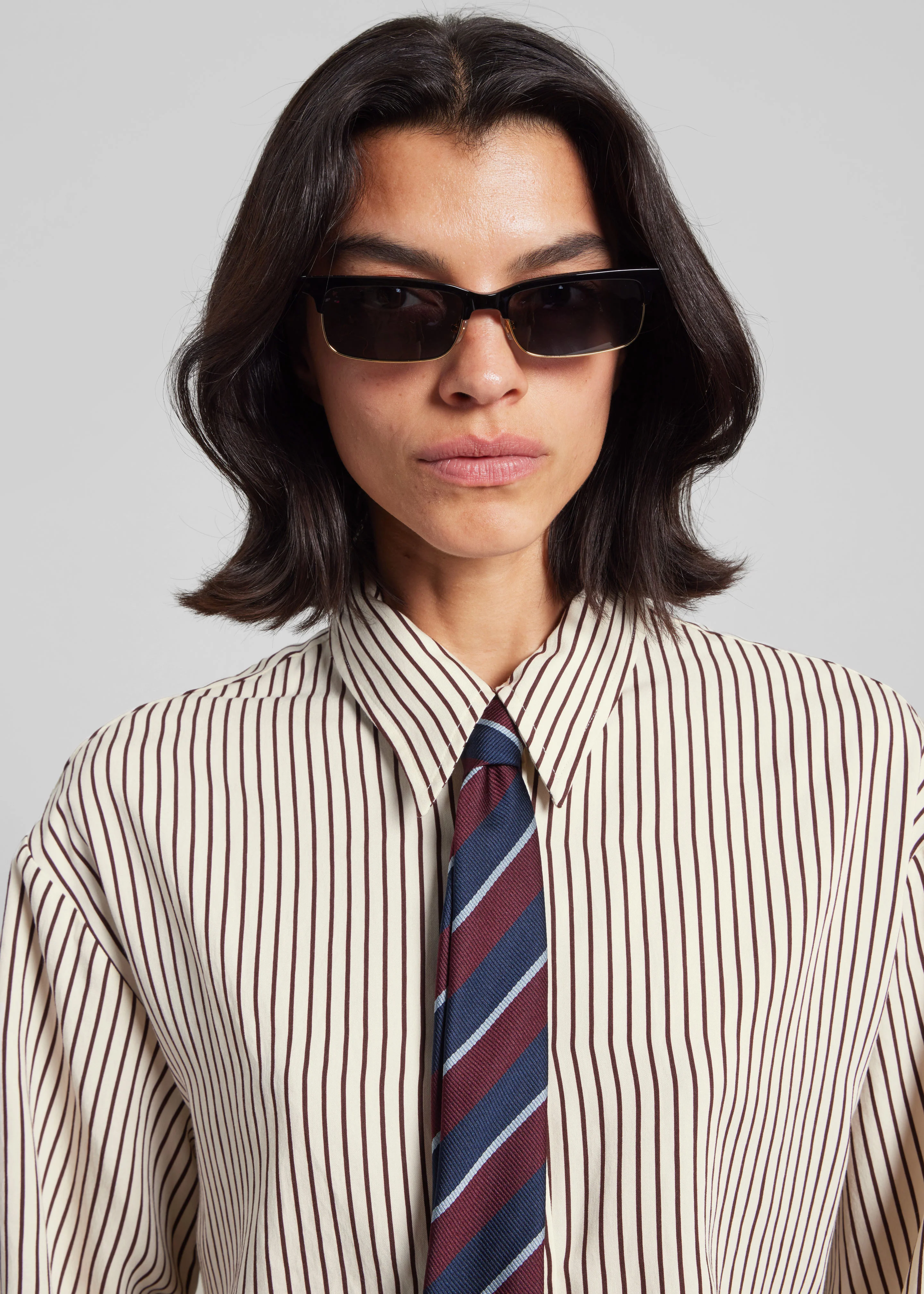 Lene Striped Tie - Burgundy - Image 5