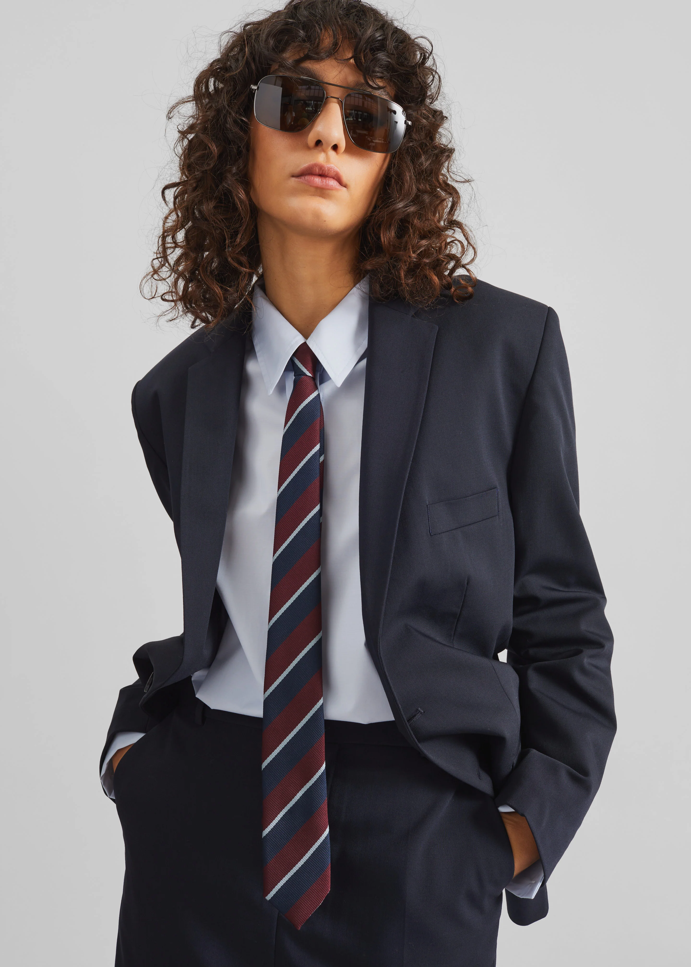 Lene Striped Tie - Burgundy - Image 7