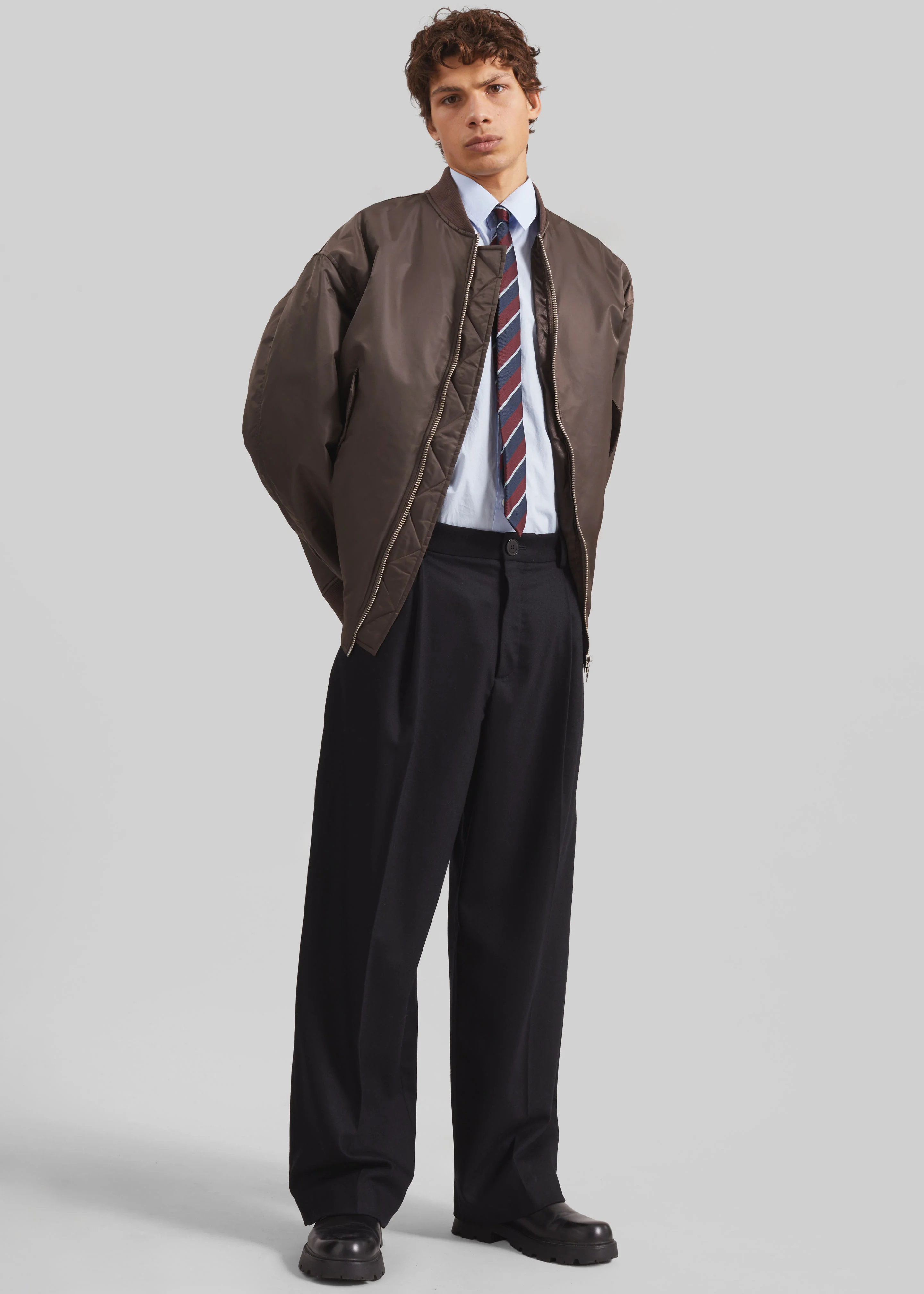 Lene Striped Tie - Burgundy - Image 9
