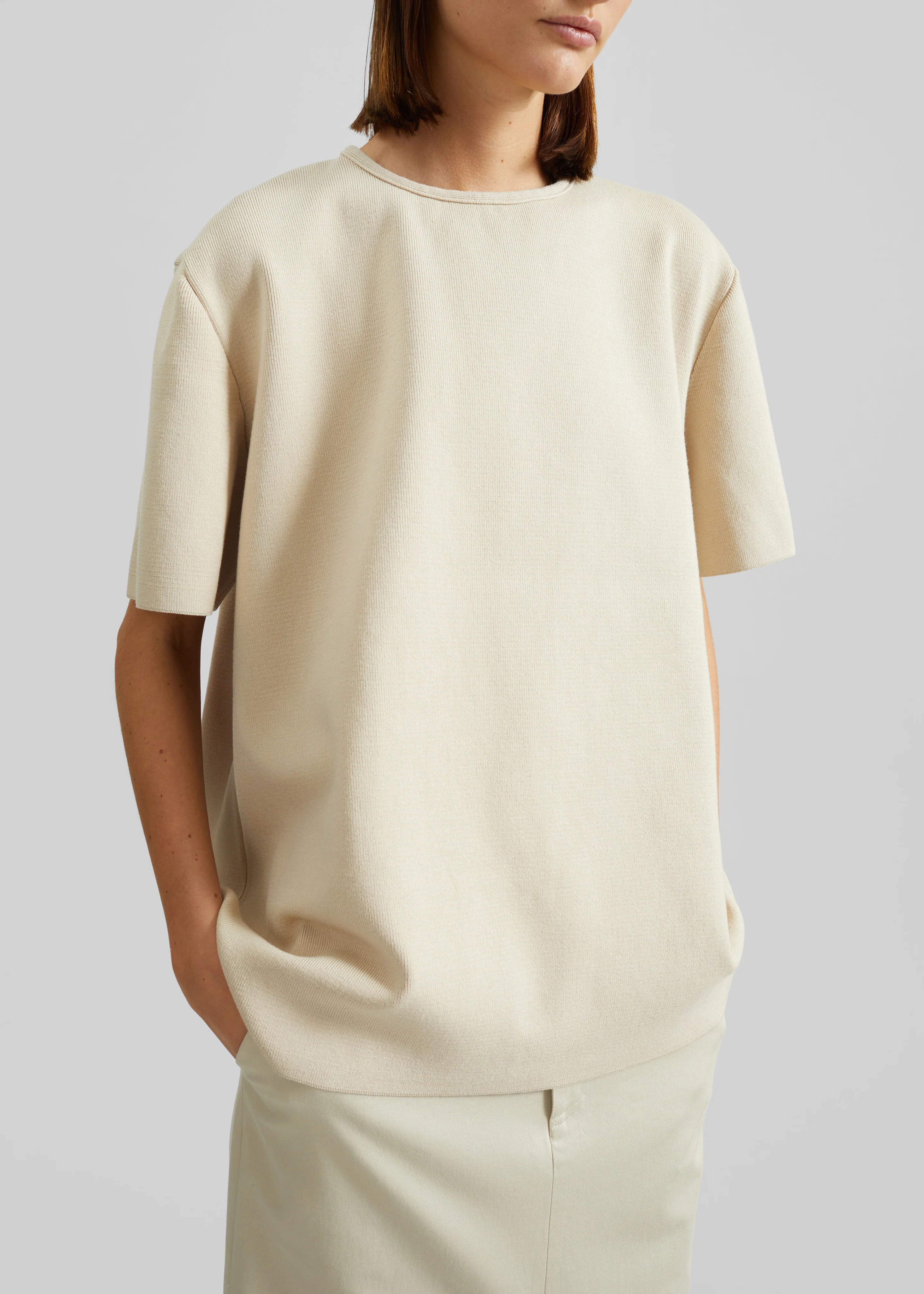 Leni Knit Oversized Top - Beige - Image 2