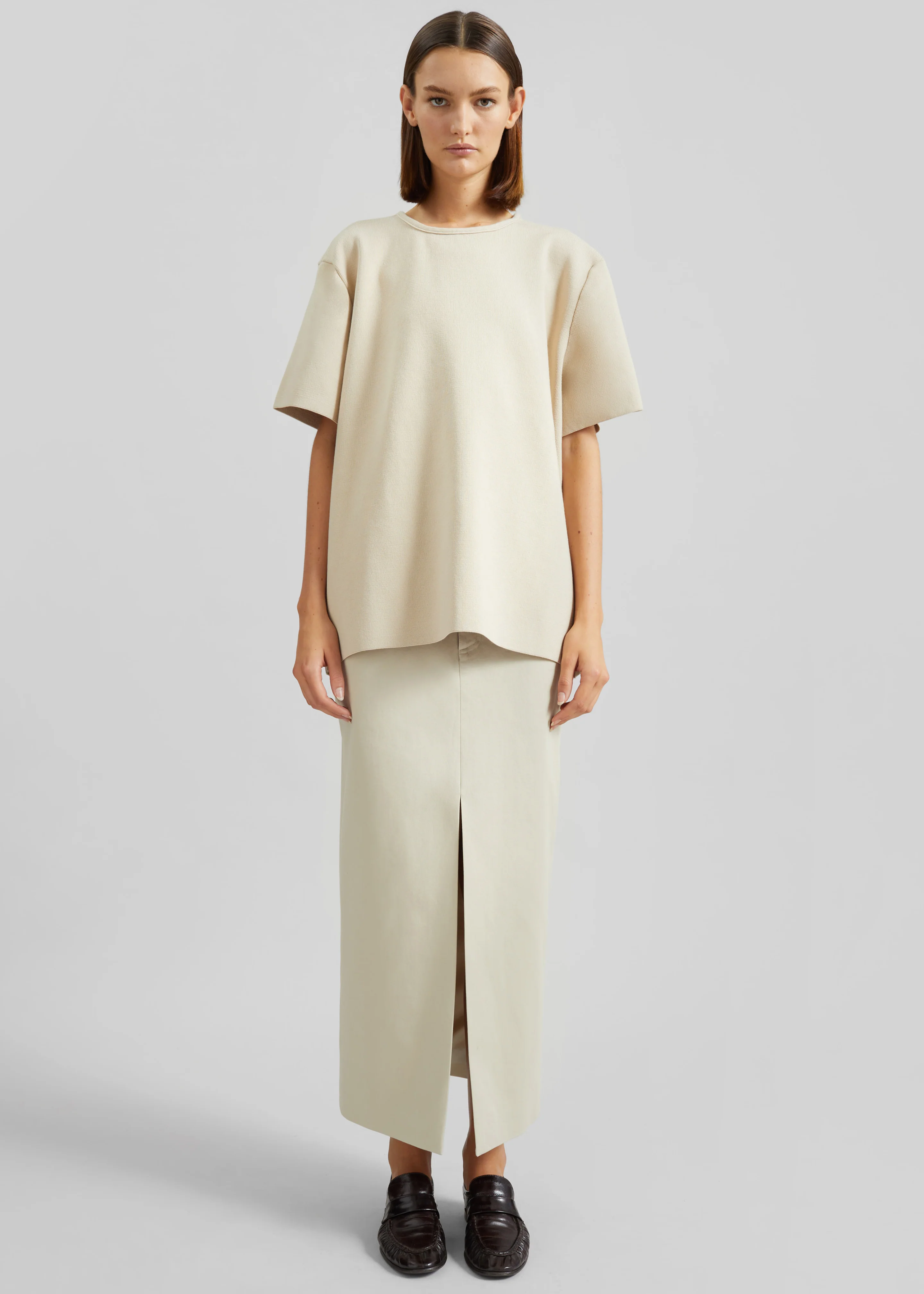 Leni Knit Oversized Top - Beige - Image 3